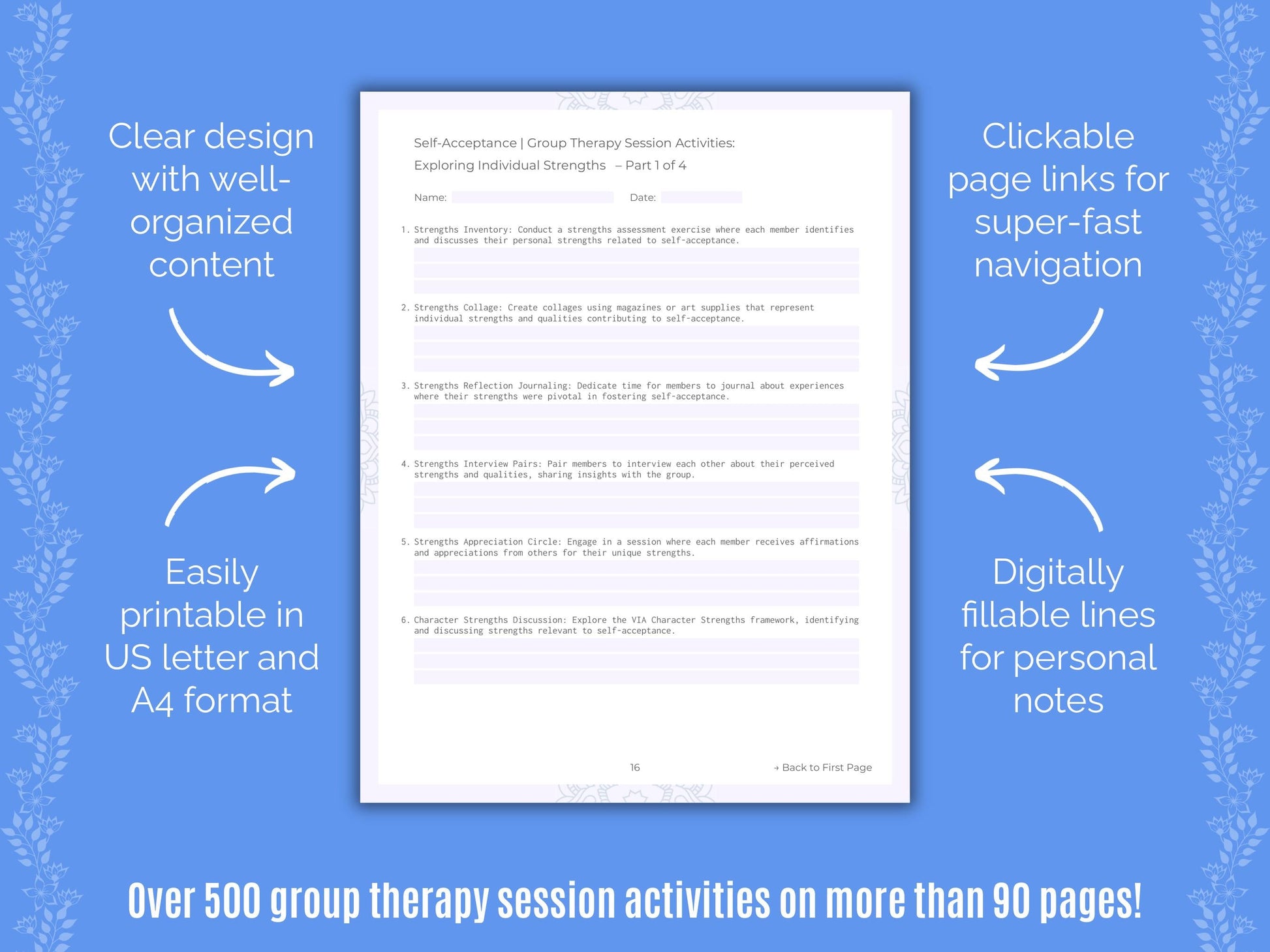 Self-Acceptance Group Therapy Counseling Templates