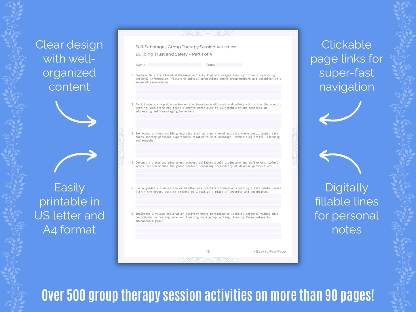 Self-Sabotage Group Therapy Counseling Templates
