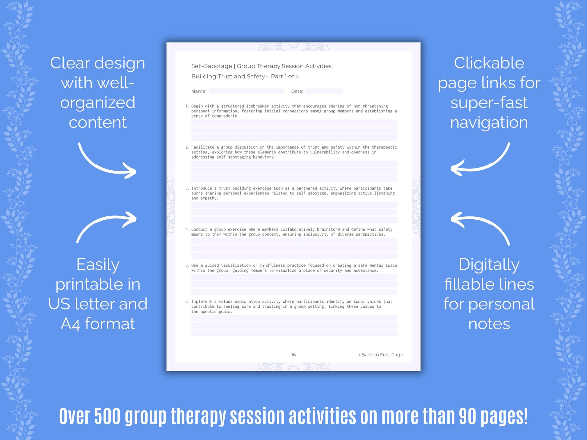 Self-Sabotage Group Therapy Counseling Templates