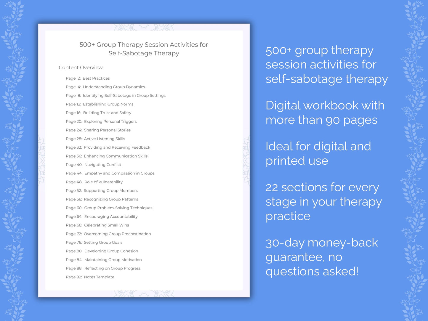 Self-Sabotage Group Therapy Therapist Worksheets