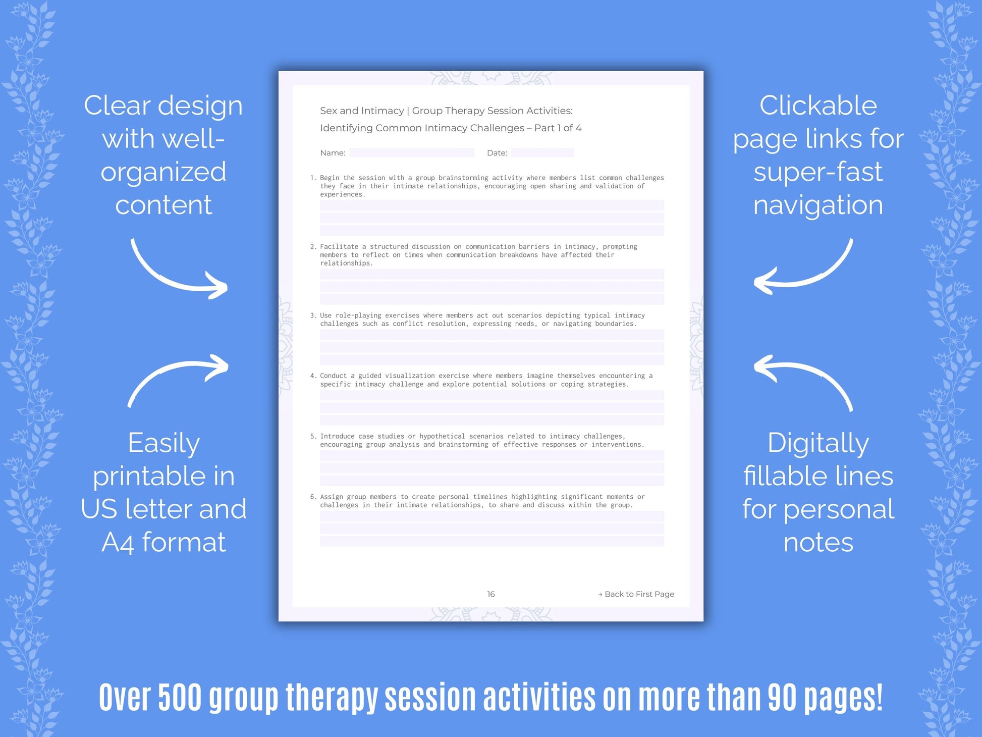 Sex and Intimacy Group Therapy Counseling Templates