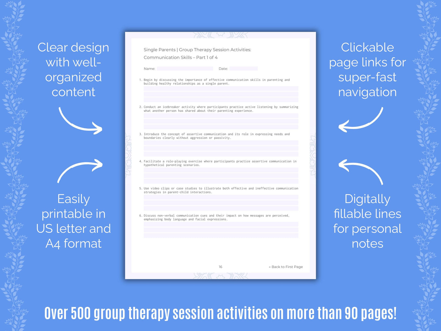 Single Parents Group Therapy Counseling Templates