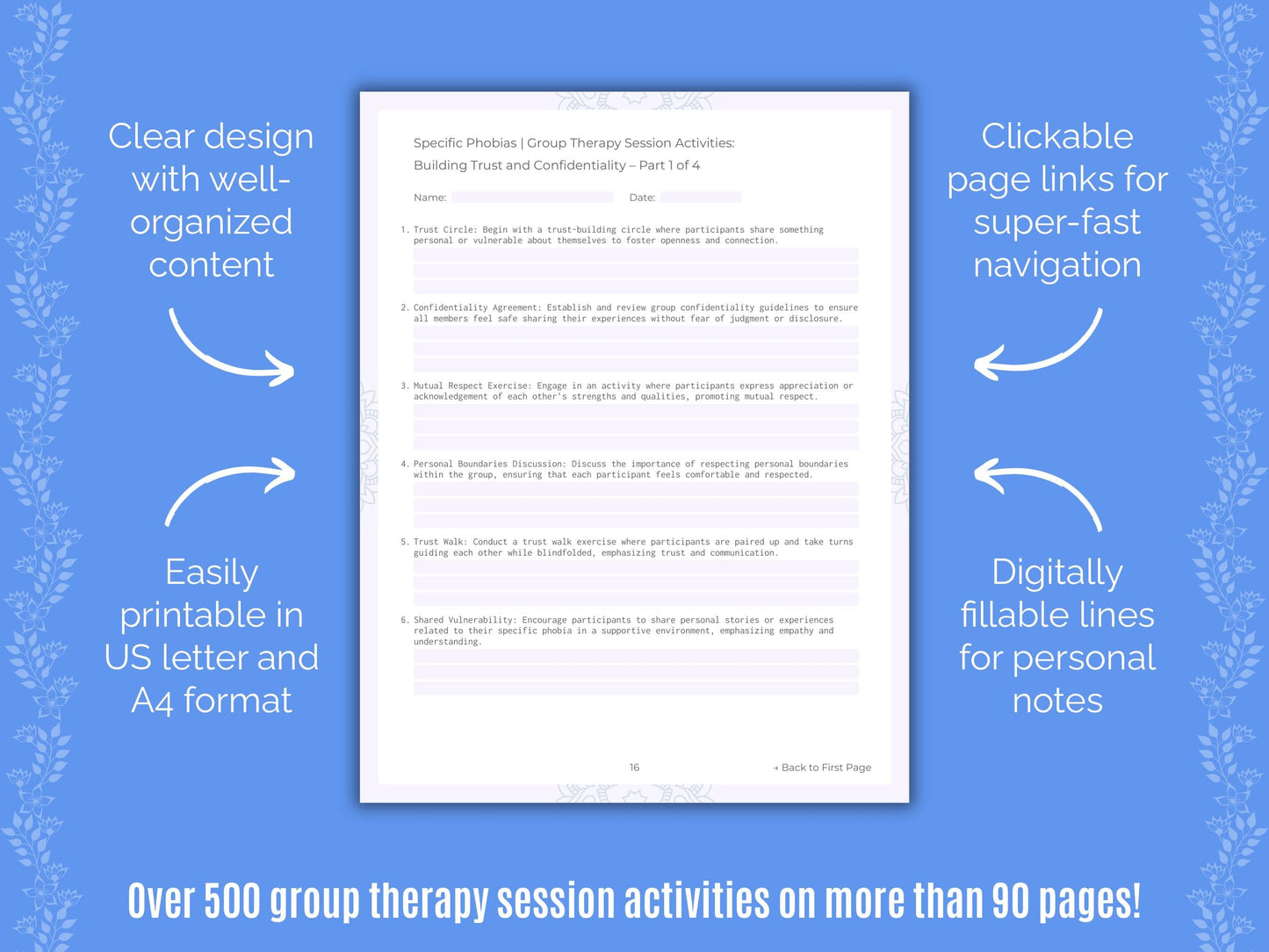 Specific Phobias Group Therapy Counseling Templates