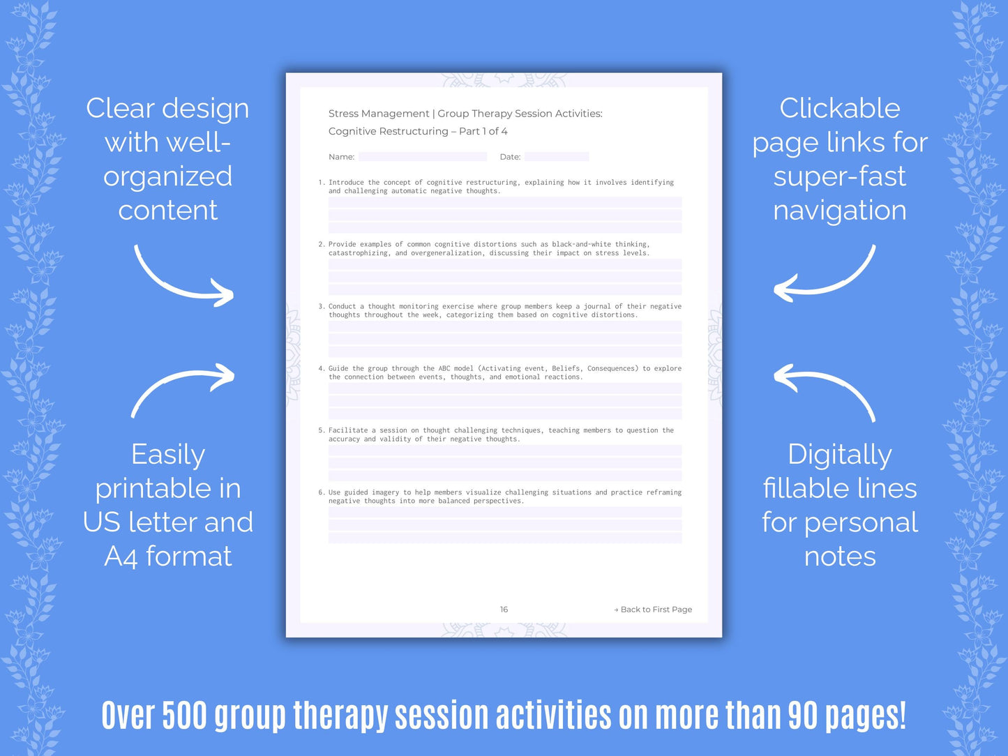 Stress Management Group Therapy Counseling Templates