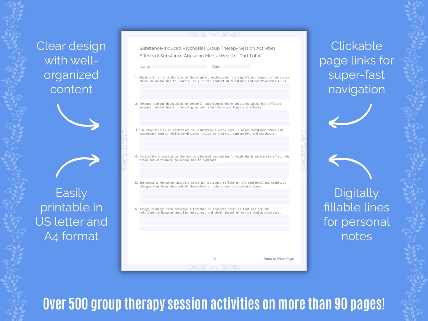 Substance-Induced Psychosis Group Therapy Counseling Templates