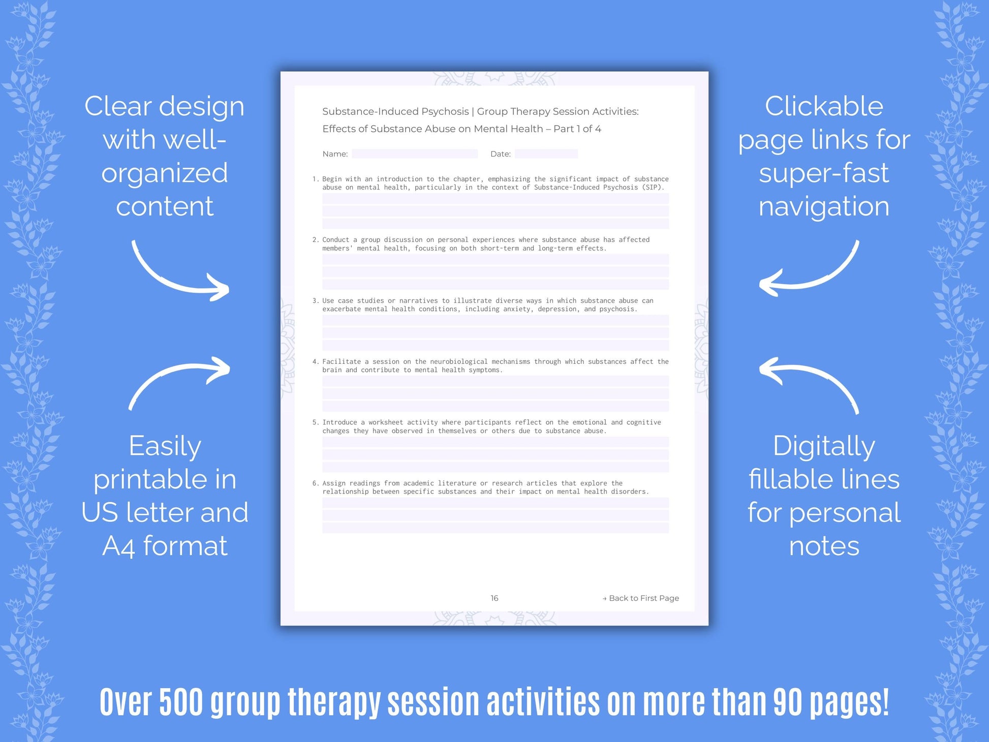 Substance-Induced Psychosis Group Therapy Counseling Templates