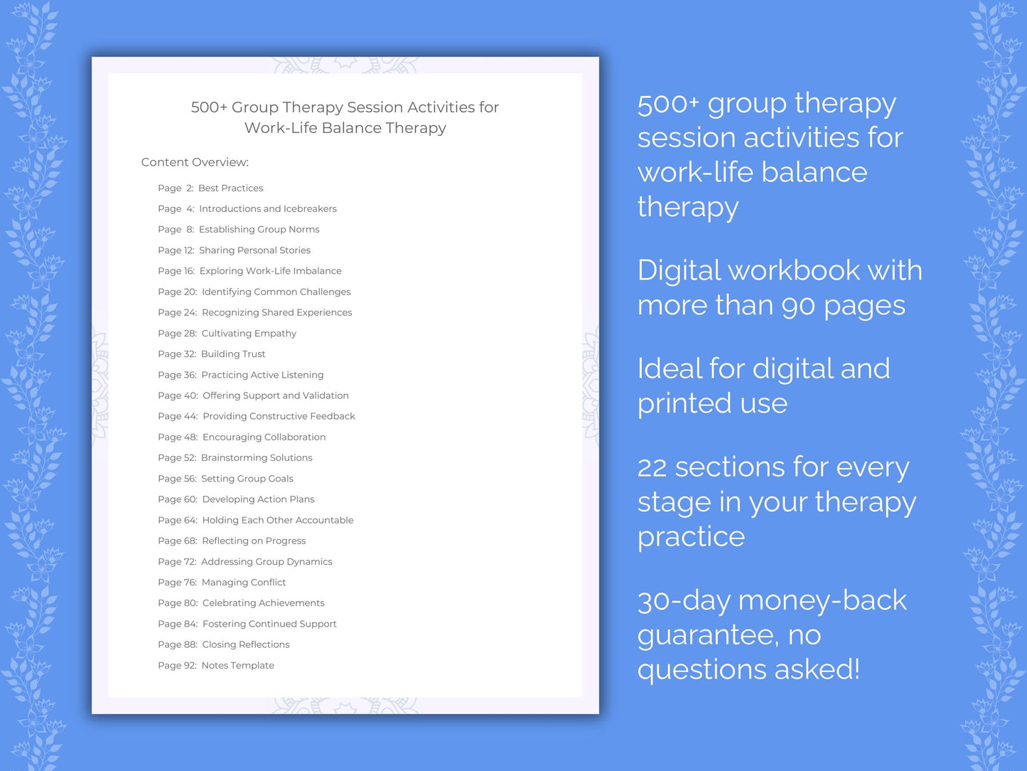 Work-Life Balance Group Therapy Therapist Worksheets