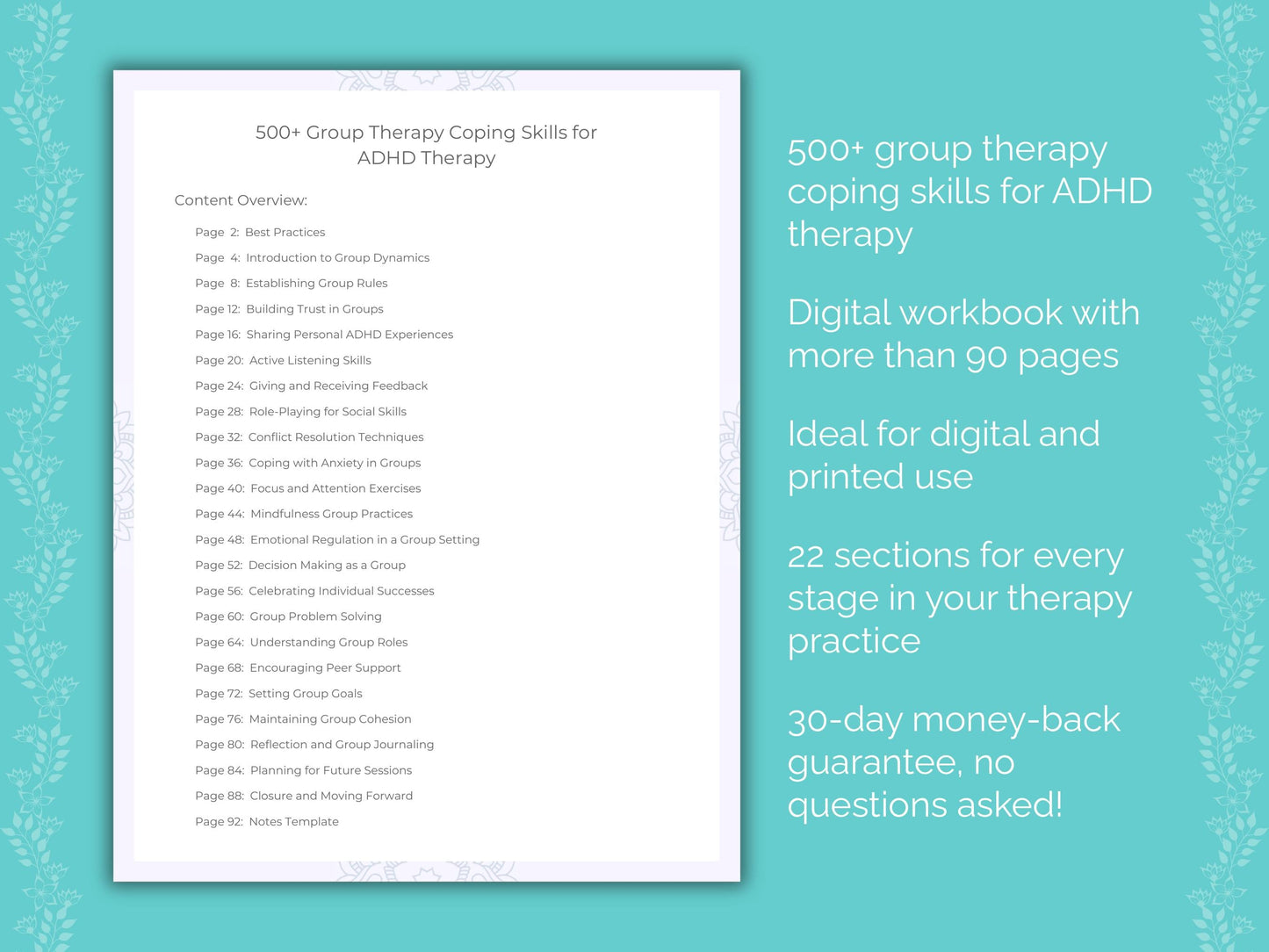 ADHD Group Therapy Therapist Worksheets