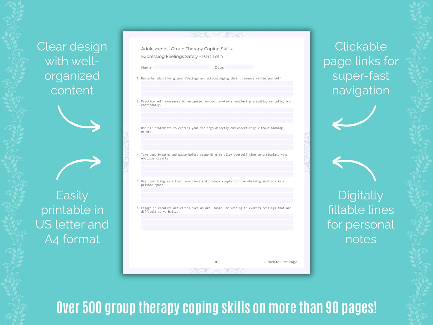 Adolescents Group Therapy Counseling Templates
