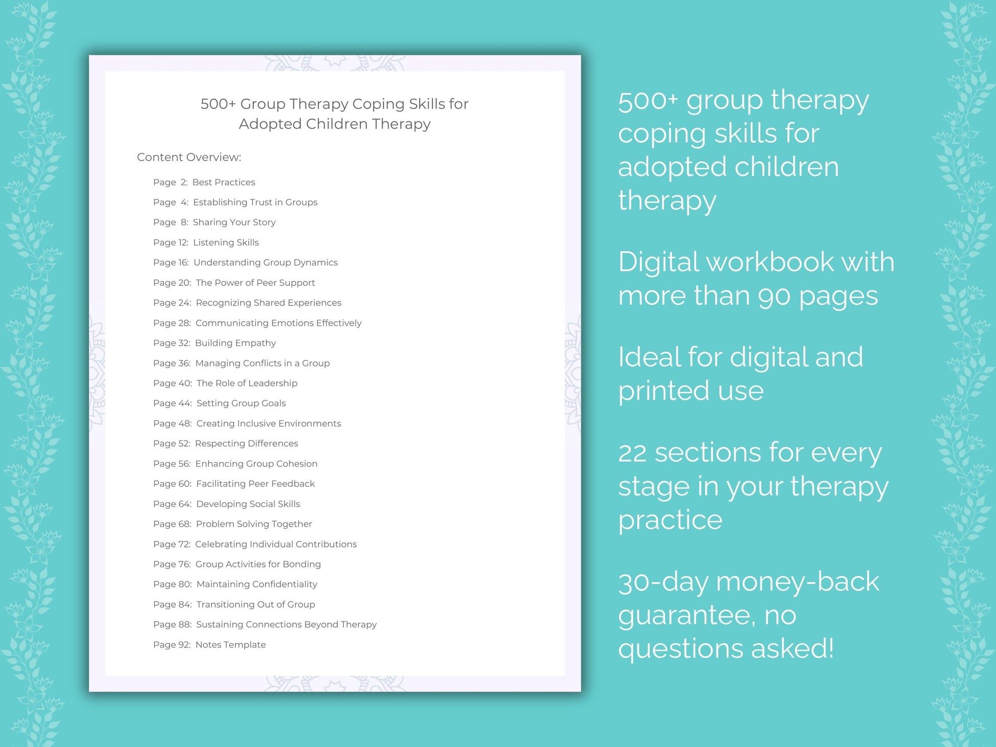 Adopted Children Group Therapy Therapist Worksheets