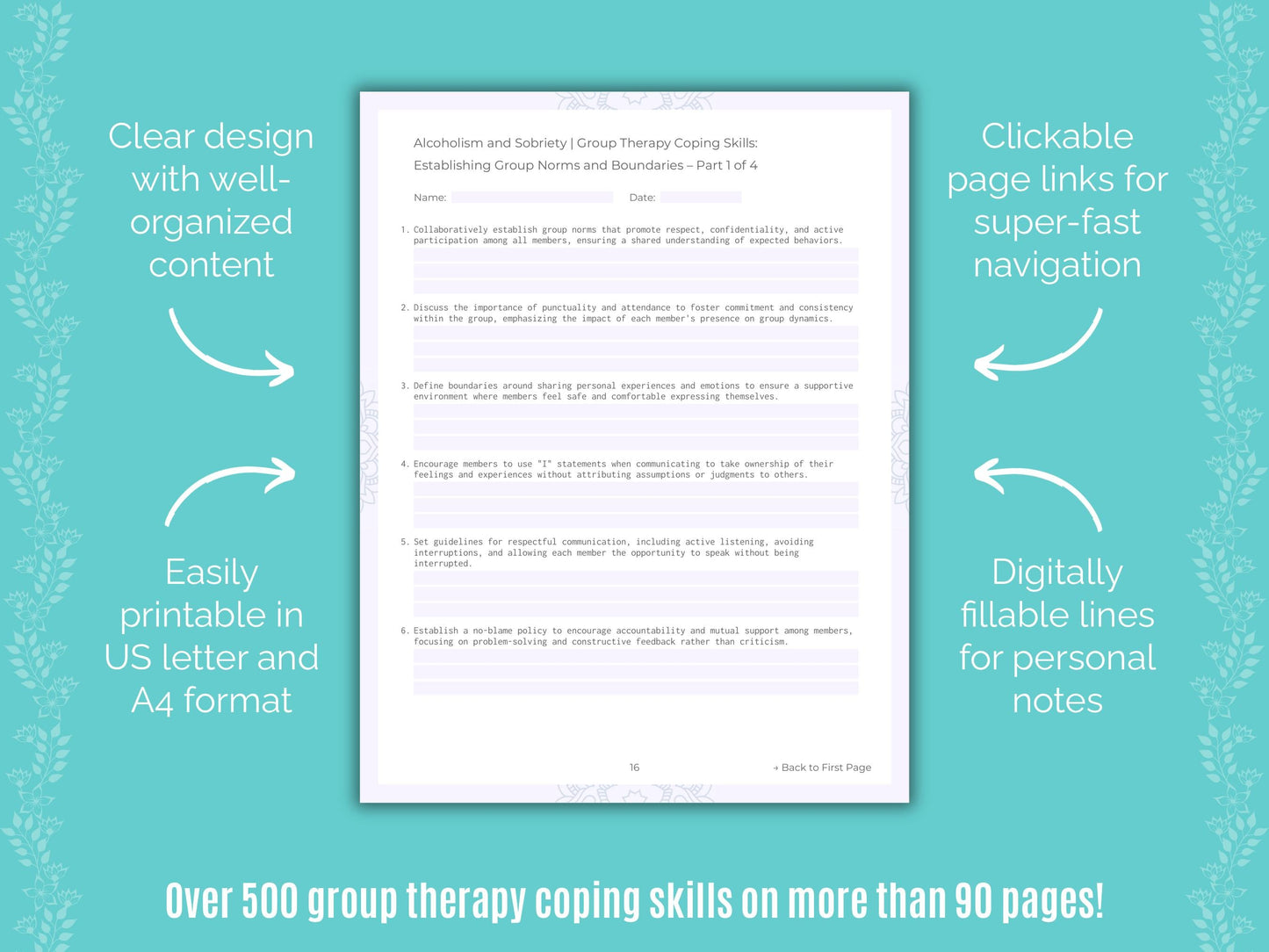 Alcoholism and Sobriety Group Therapy Counseling Templates