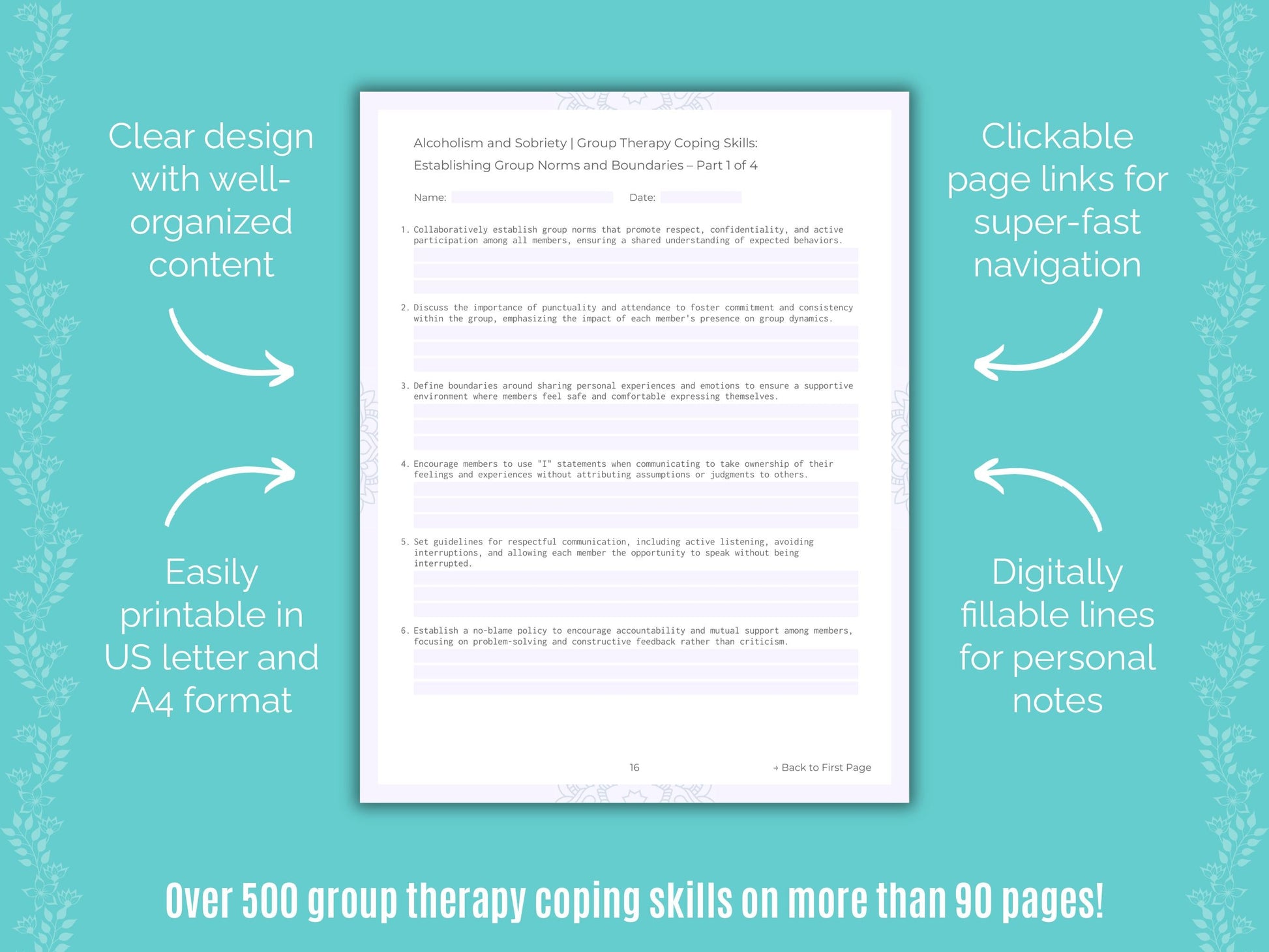 Alcoholism and Sobriety Group Therapy Counseling Templates