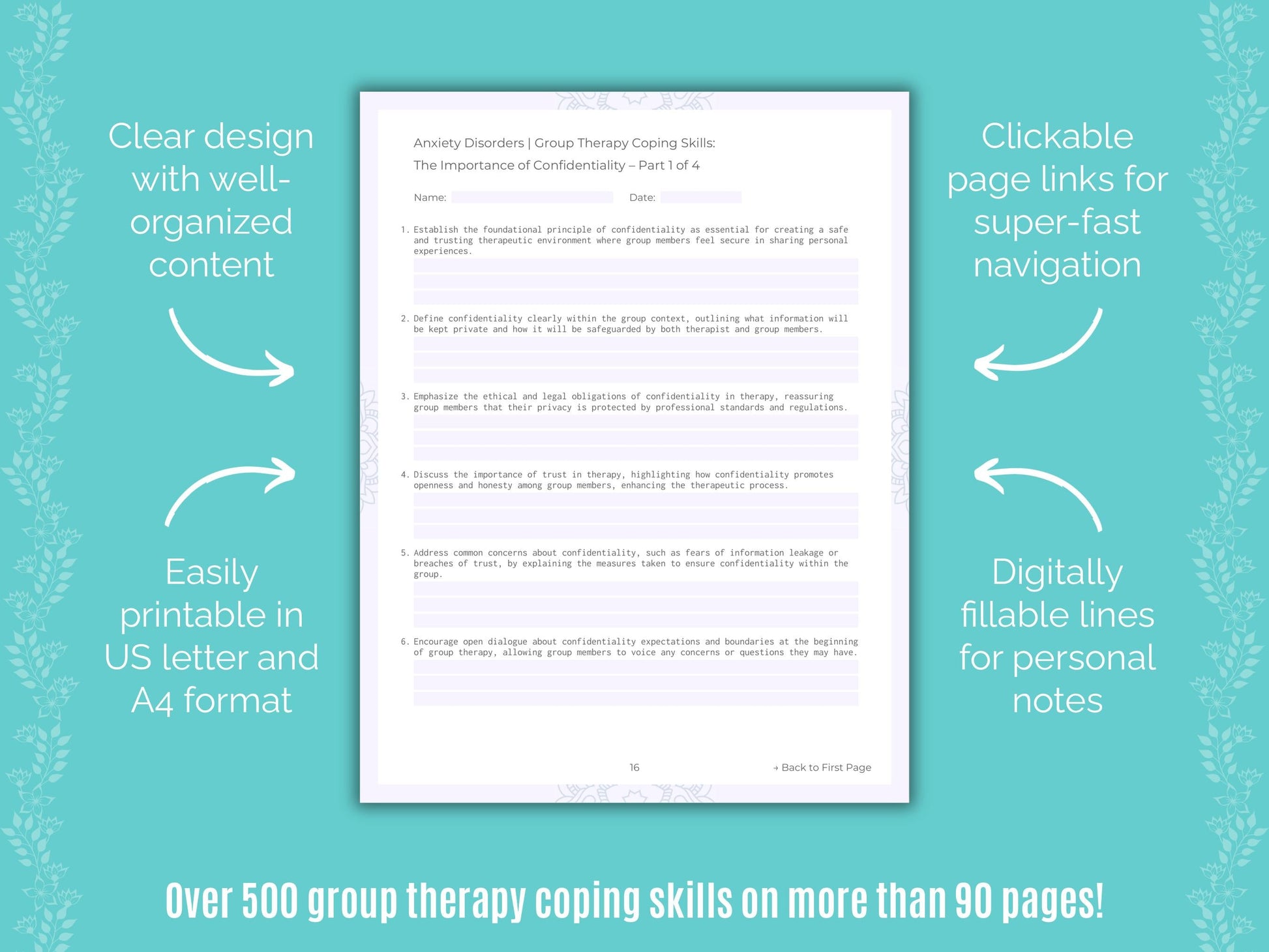 Anxiety Disorders Group Therapy Counseling Templates