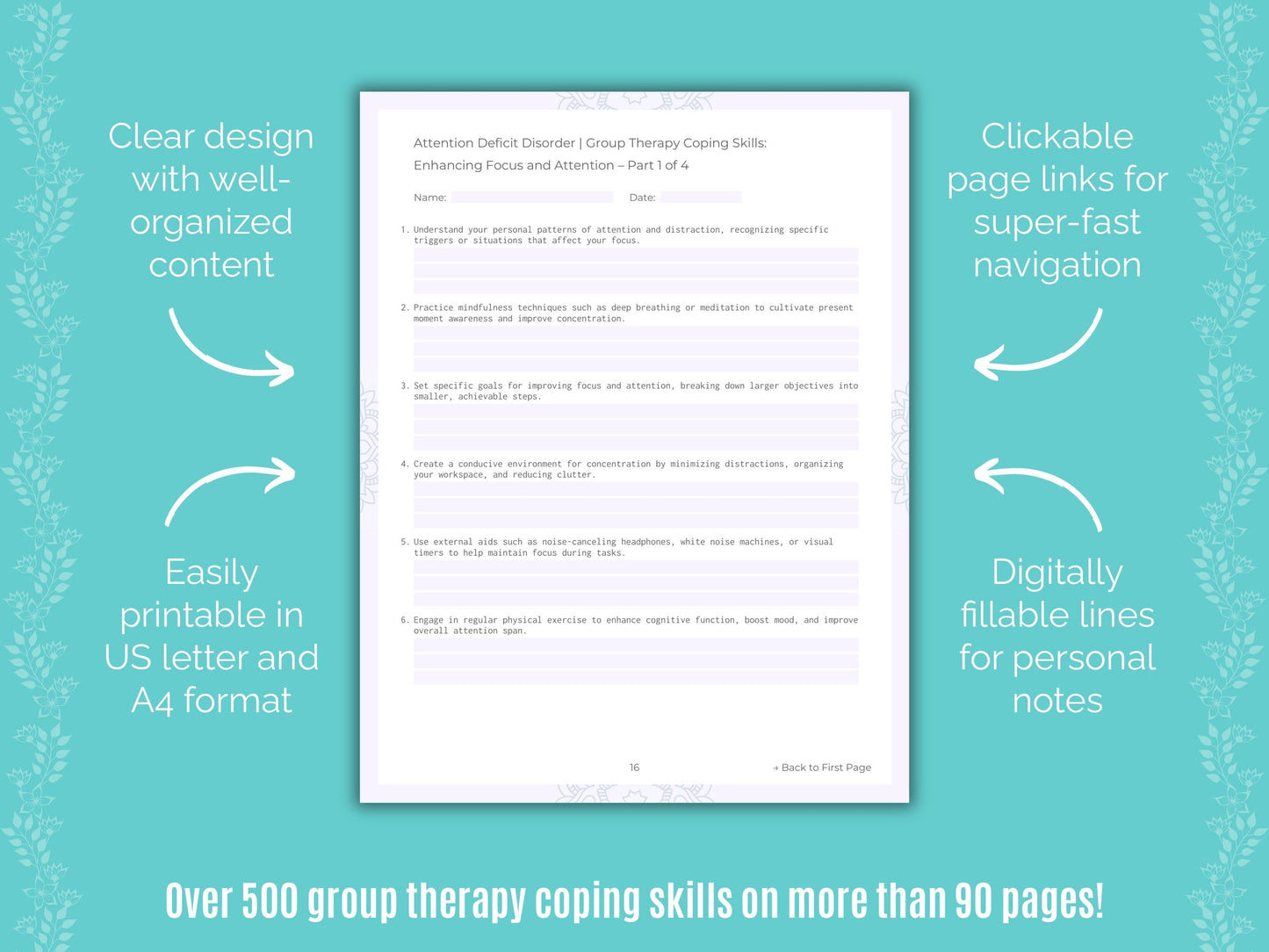 Attention Deficit Disorder (ADD) Group Therapy Counseling Templates