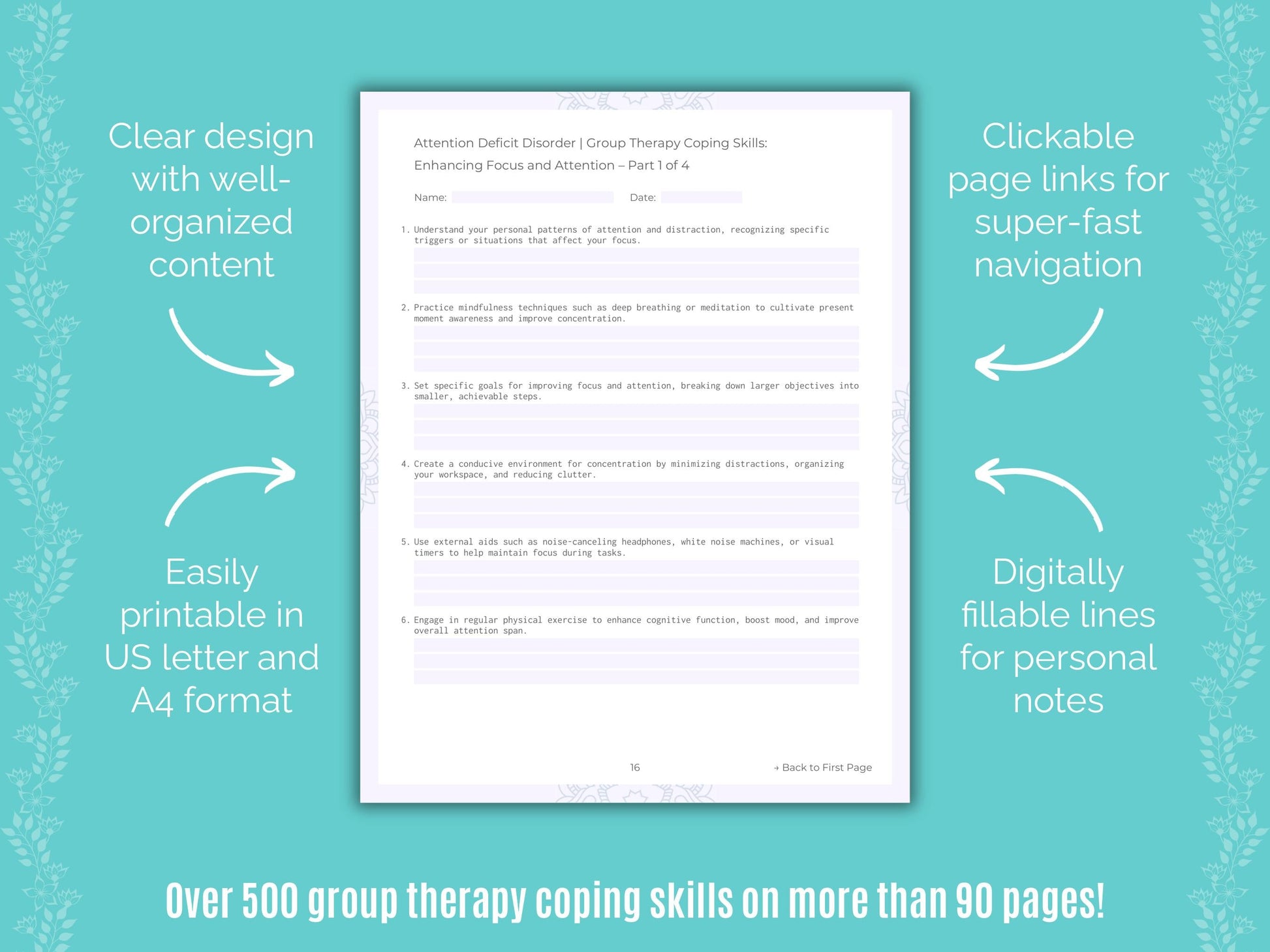 Attention Deficit Disorder (ADD) Group Therapy Counseling Templates