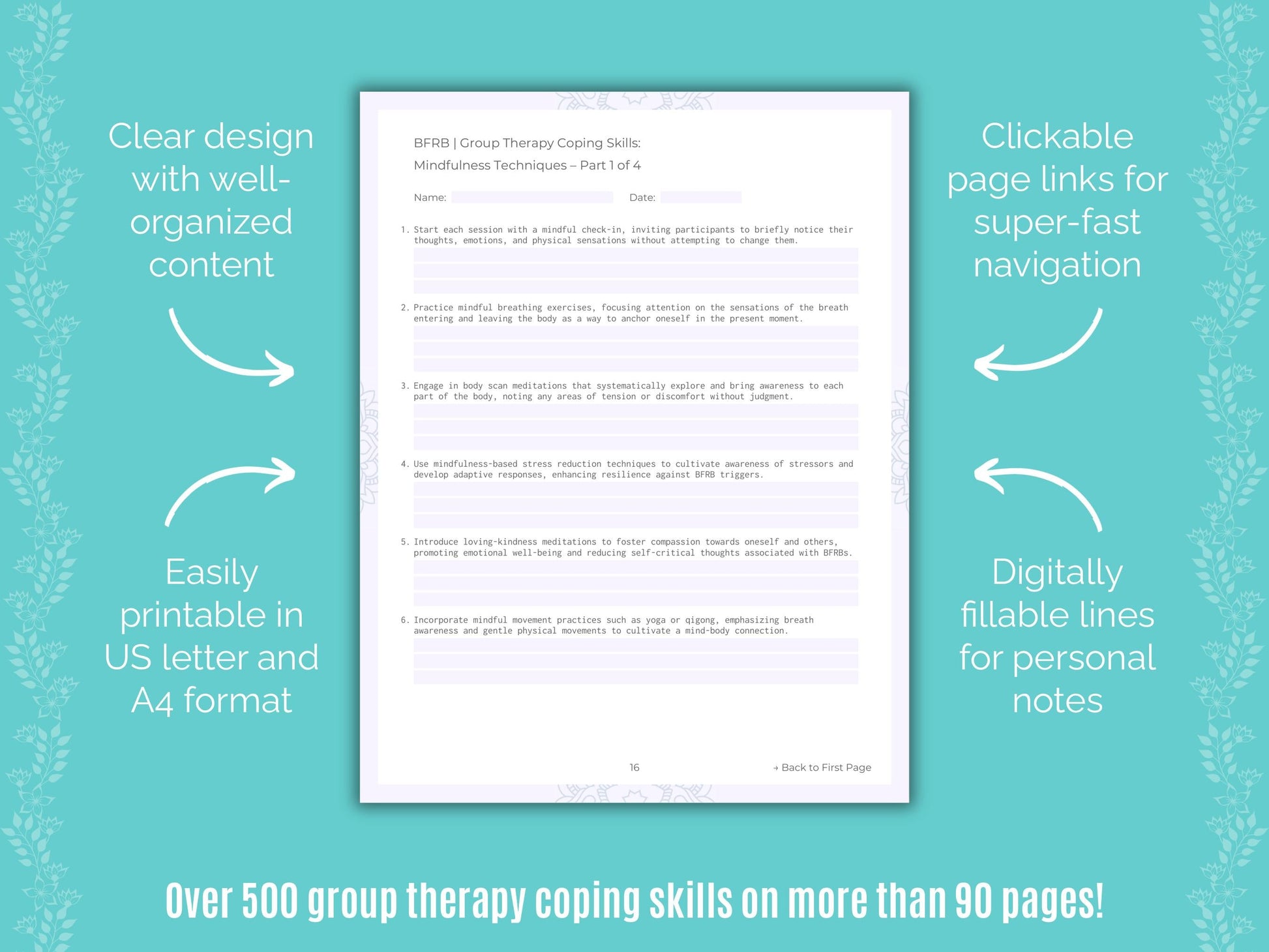 Body-Focused Repetitive Behavior (BFRB) Group Therapy Counseling Templates