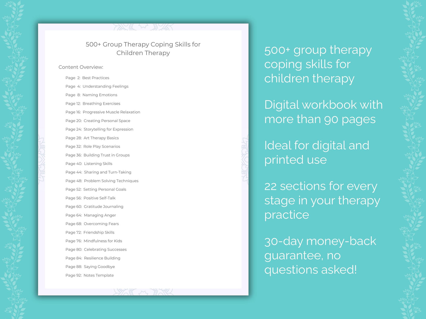 Children Group Therapy Therapist Worksheets