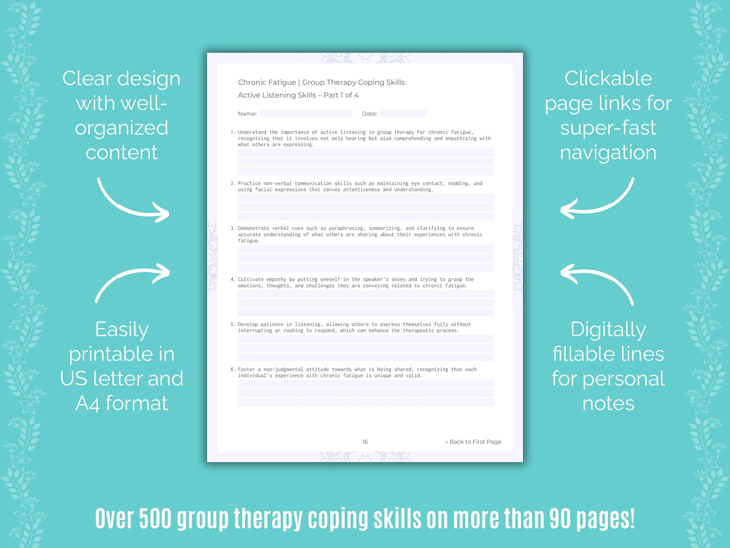 Chronic Fatigue Group Therapy Counseling Templates