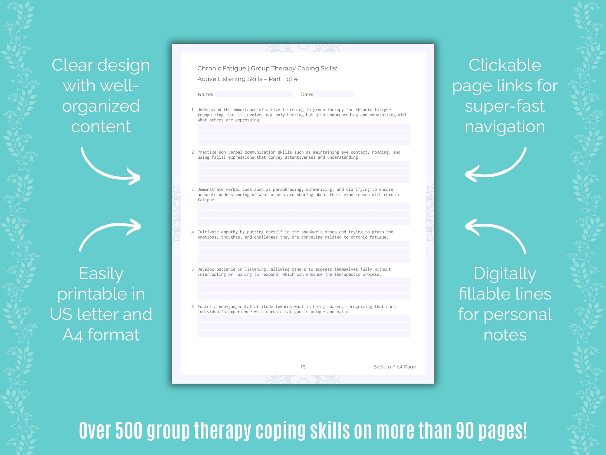 Chronic Fatigue Group Therapy Counseling Templates