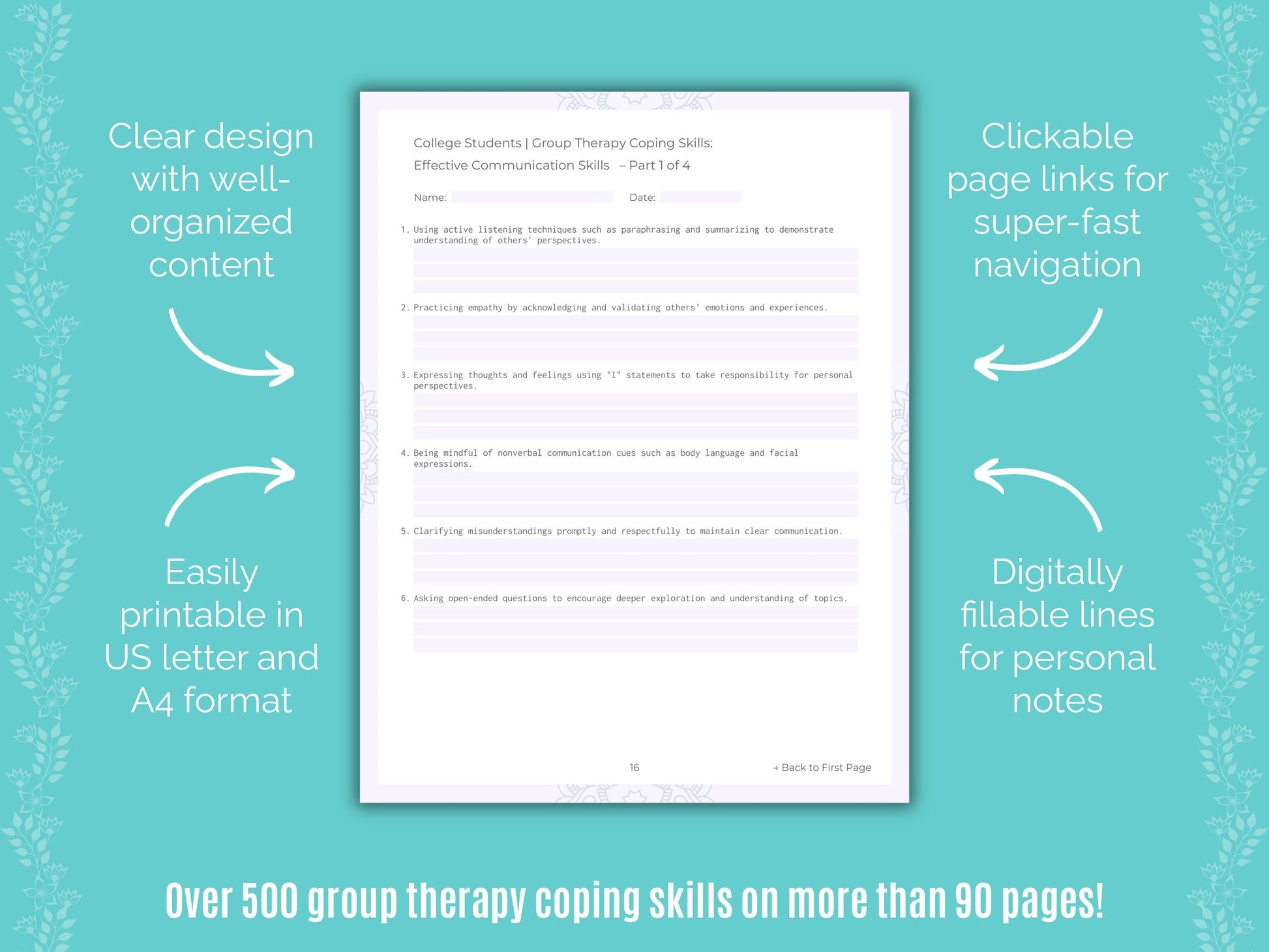 College Students Group Therapy Counseling Templates