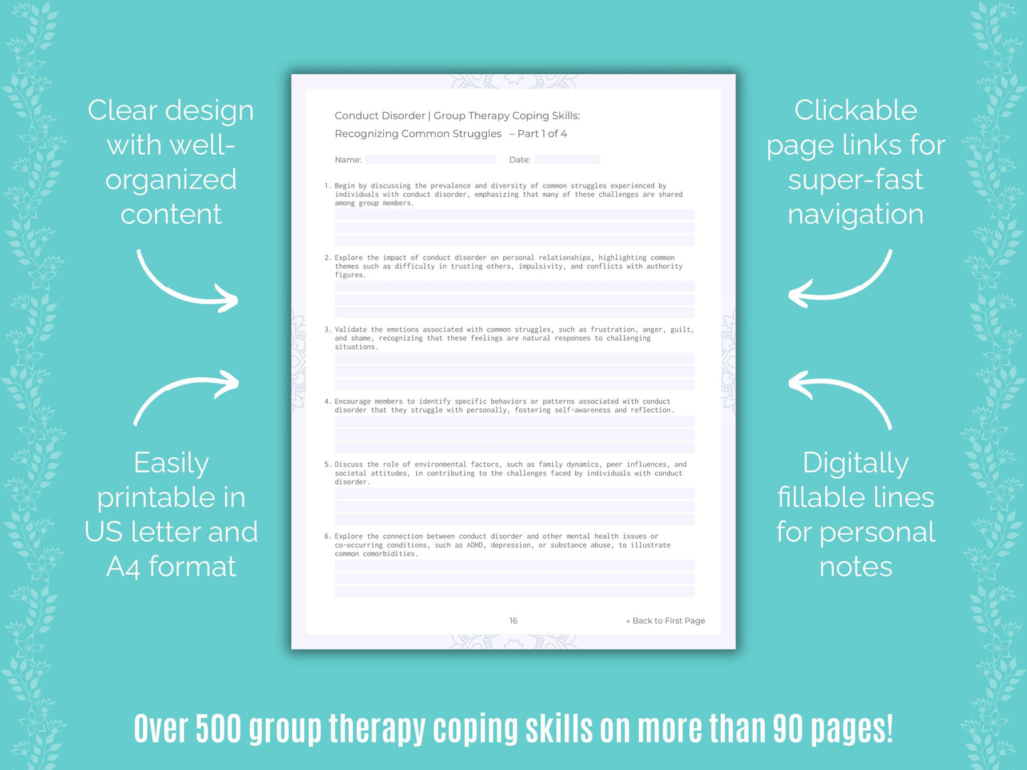 Conduct Disorder Group Therapy Counseling Templates