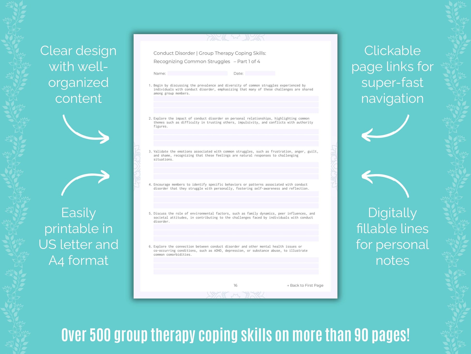 Conduct Disorder Group Therapy Counseling Templates