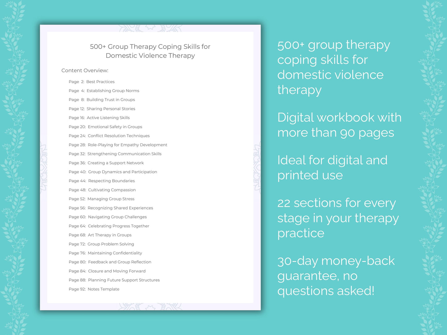 Domestic Violence Group Therapy Therapist Worksheets
