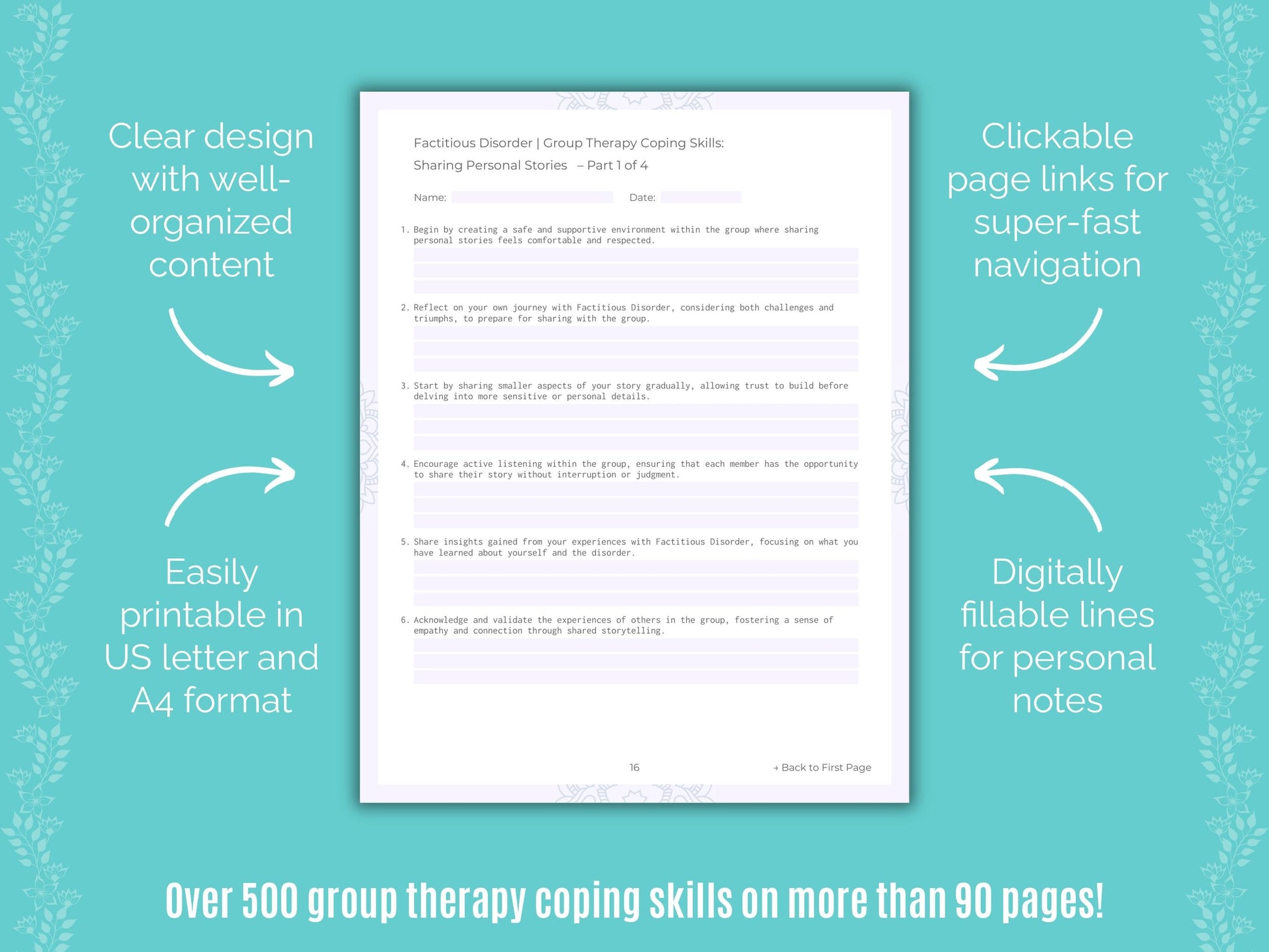 Factitious Disorder Group Therapy Counseling Templates