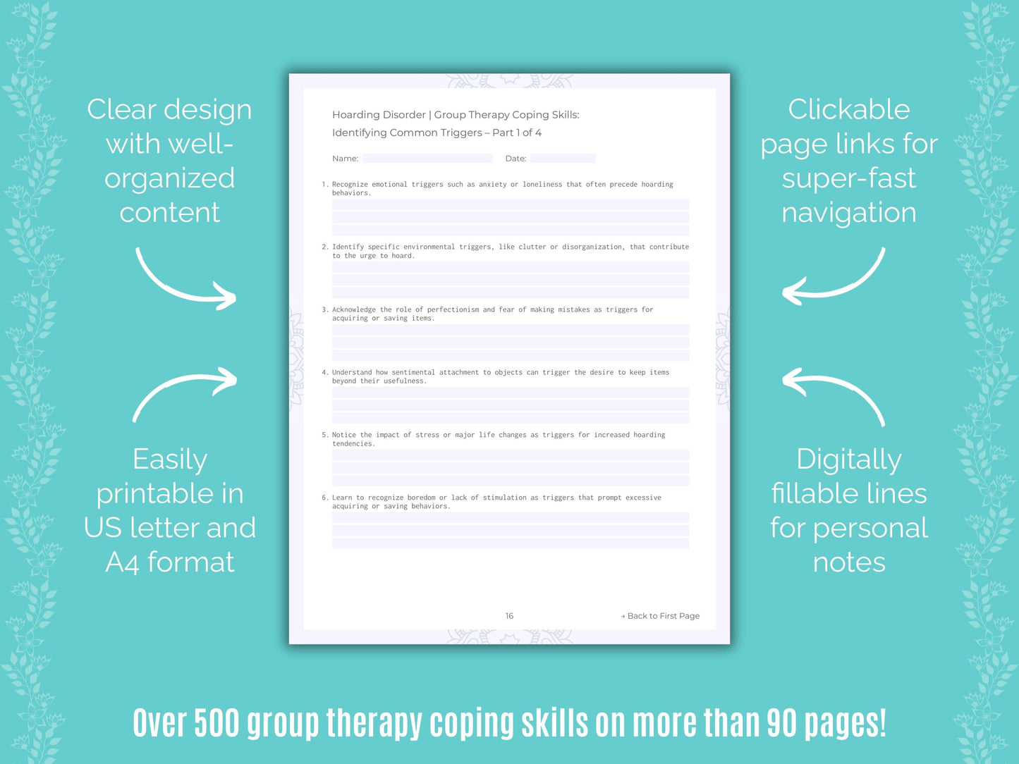 Hoarding Disorder Group Therapy Counseling Templates