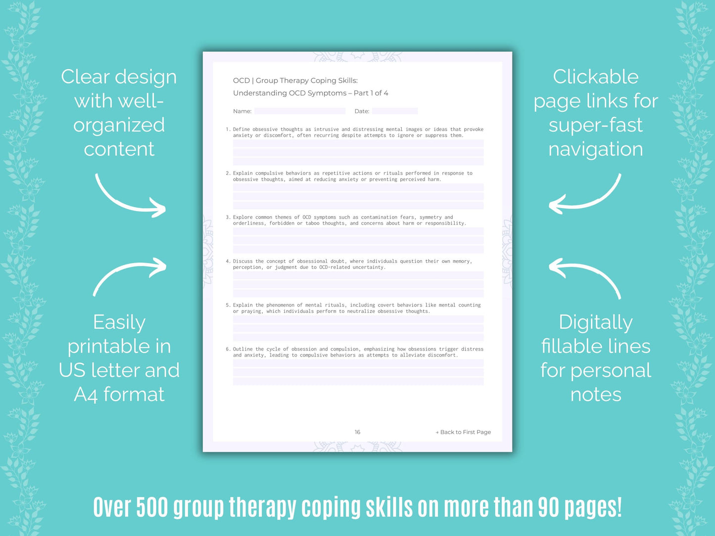 Obsessive-Compulsive Disorder (OCD) Group Therapy Counseling Templates