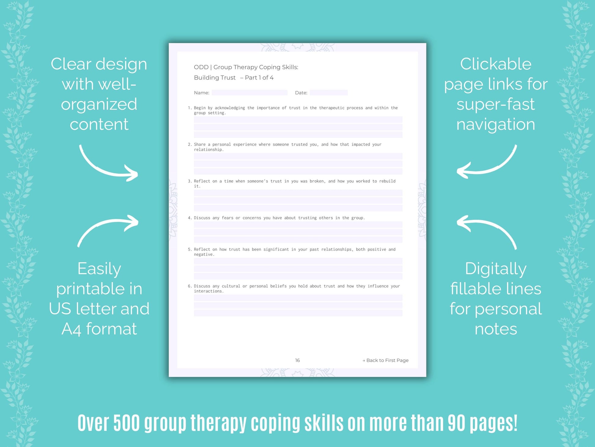 Oppositional Defiant Disorder (ODD) Group Therapy Counseling Templates