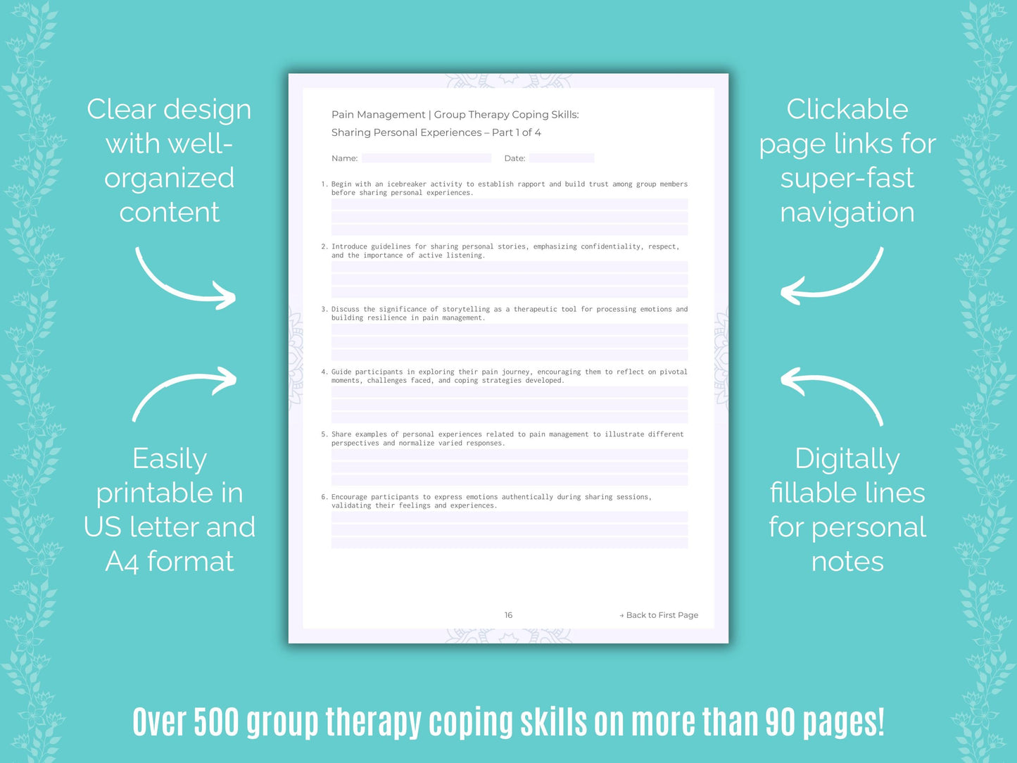Pain Management Group Therapy Counseling Templates