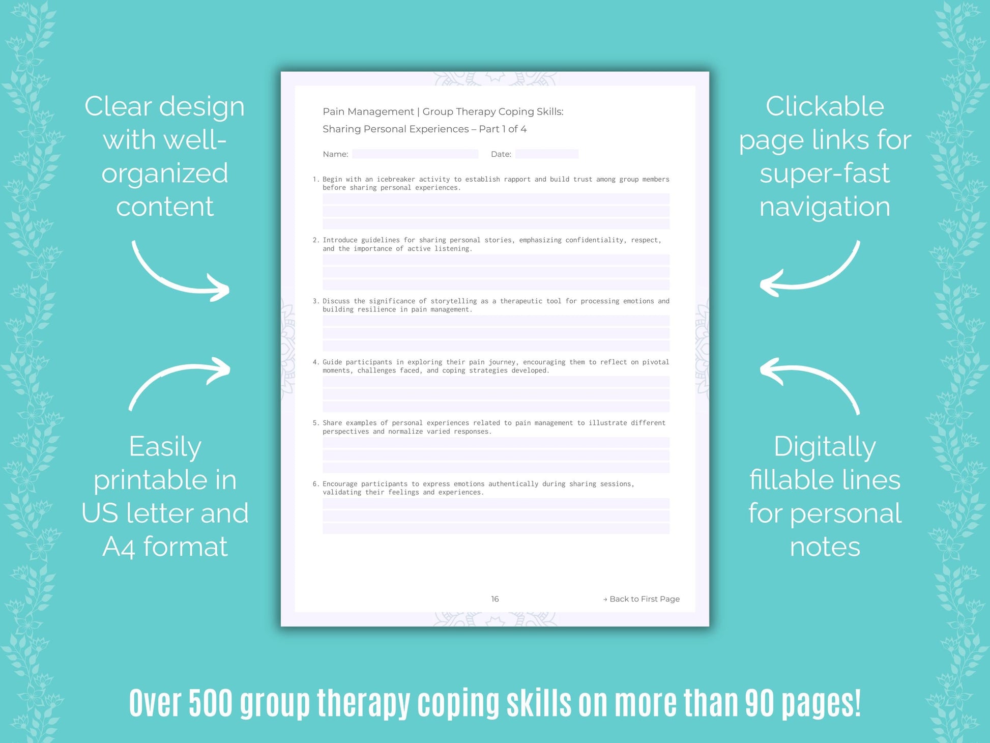 Pain Management Group Therapy Counseling Templates
