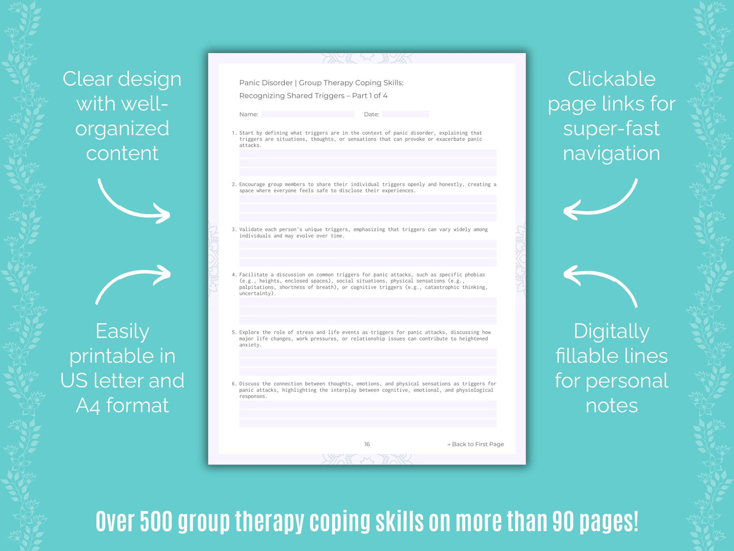 Panic Disorder Group Therapy Counseling Templates