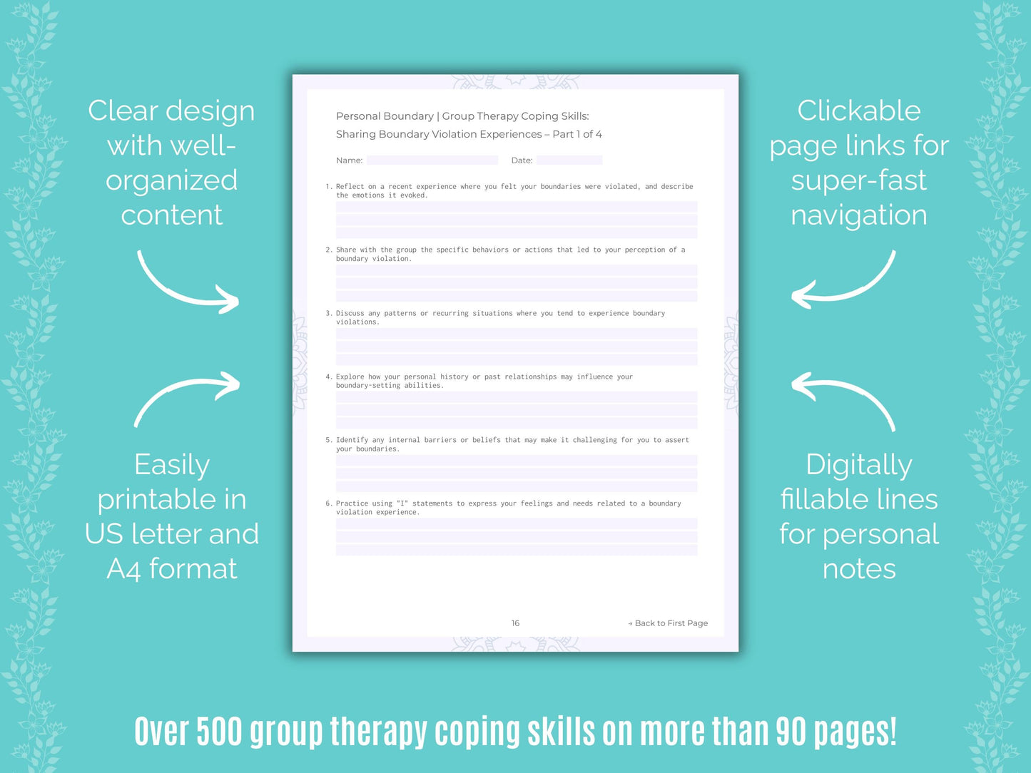 Personal Boundary Group Therapy Counseling Templates