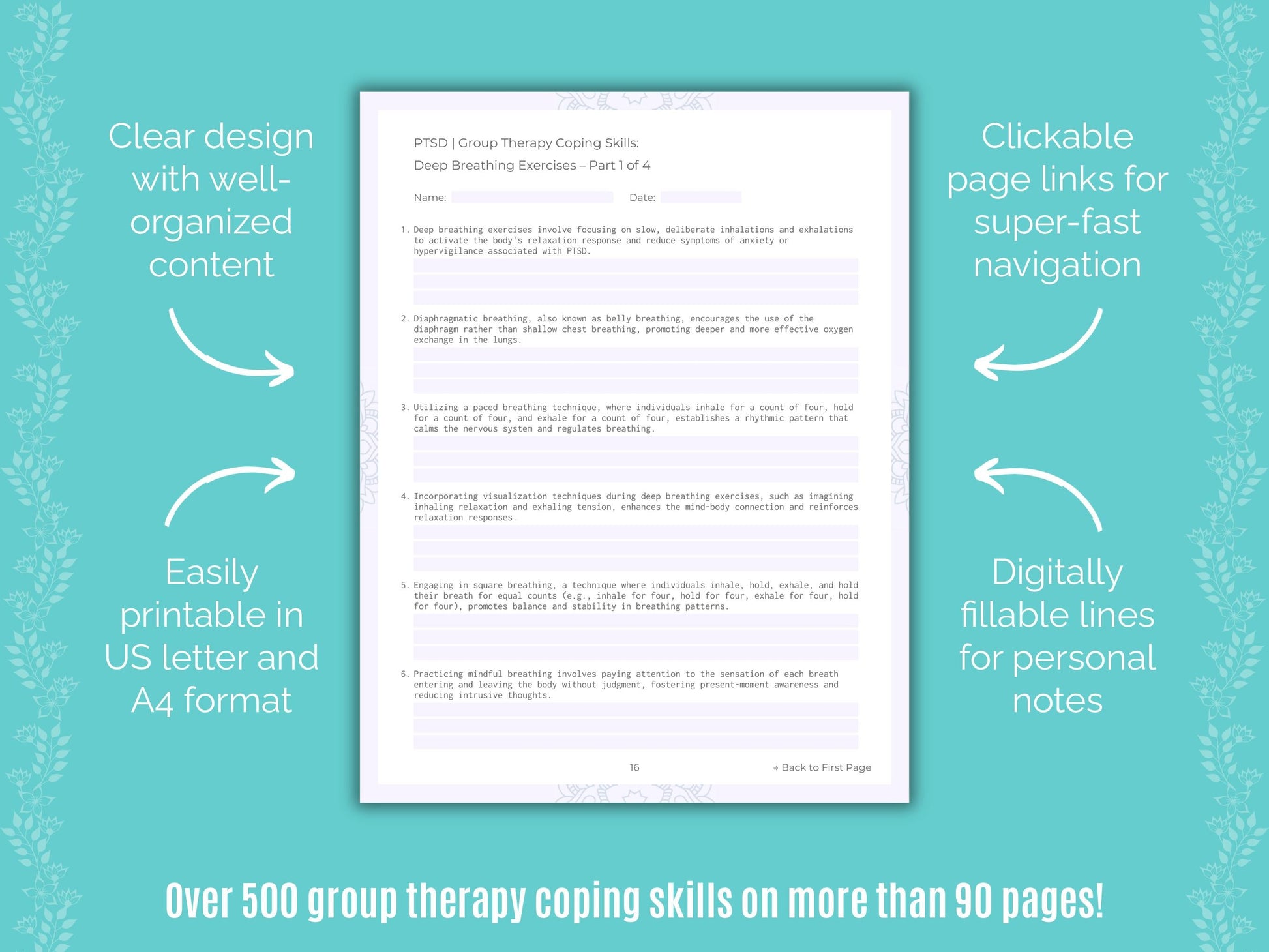 Post-Traumatic Stress Disorder (PTSD) Group Therapy Counseling Templates