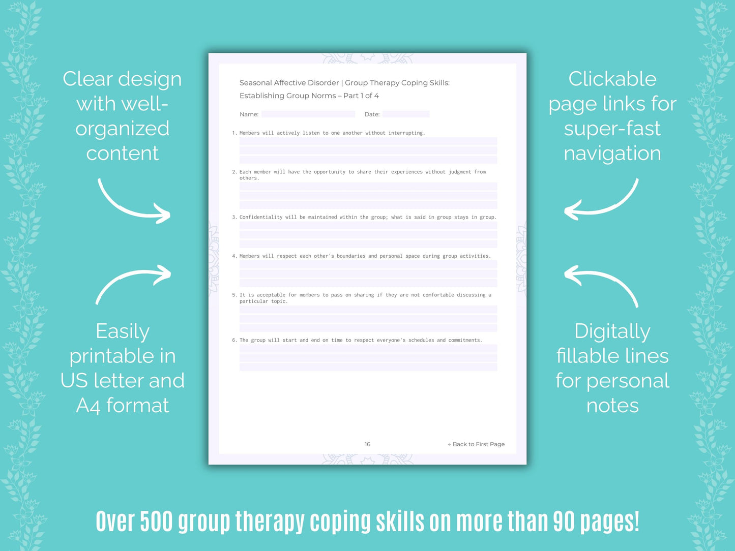 Seasonal Affective Disorder Group Therapy Counseling Templates
