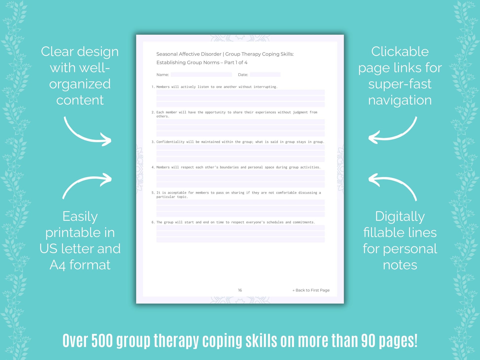 Seasonal Affective Disorder Group Therapy Counseling Templates
