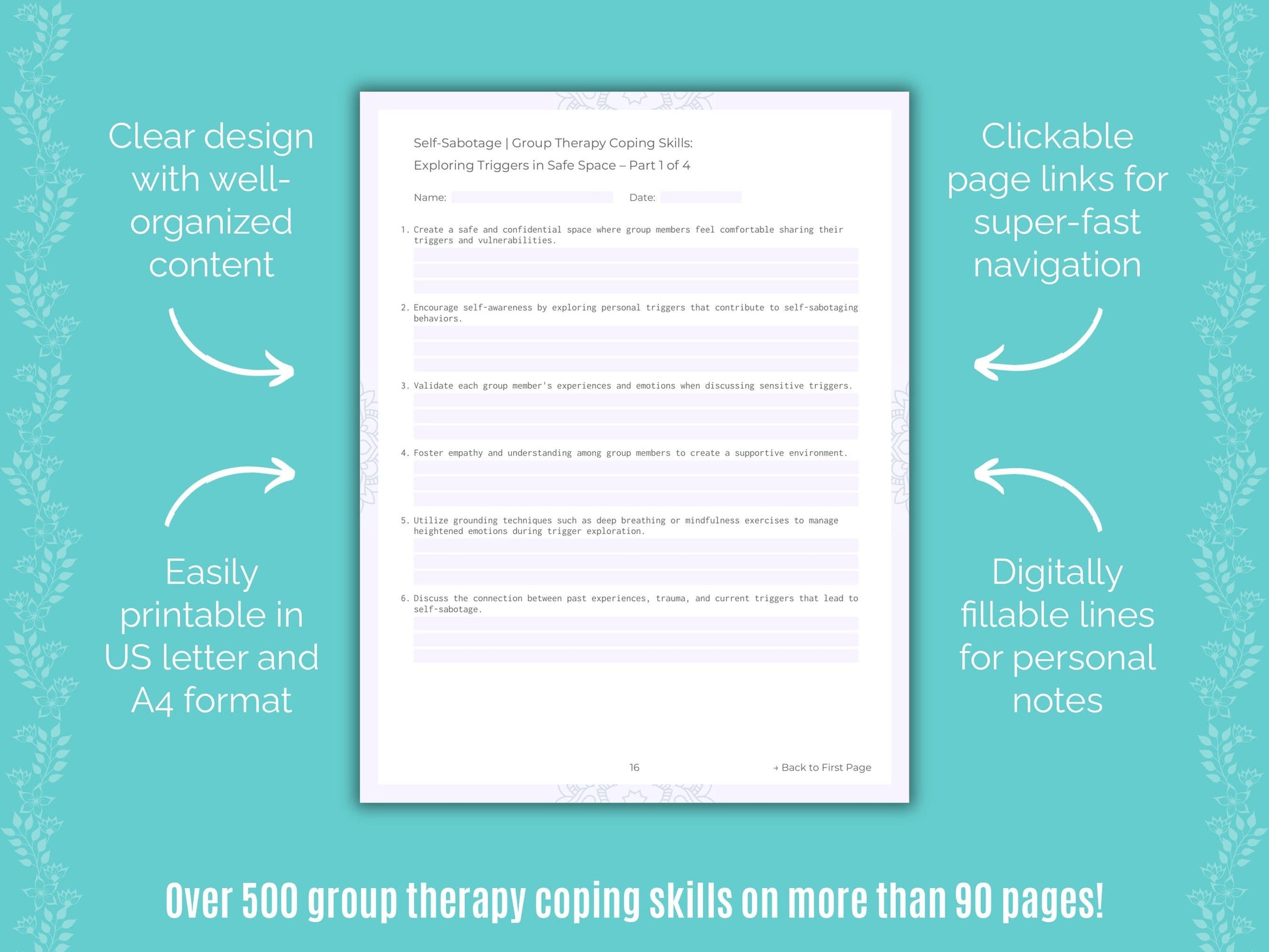 Self-Sabotage Group Therapy Counseling Templates