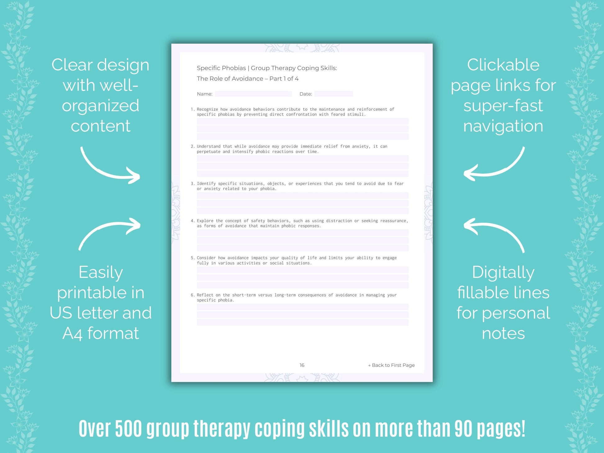 Specific Phobias Group Therapy Counseling Templates