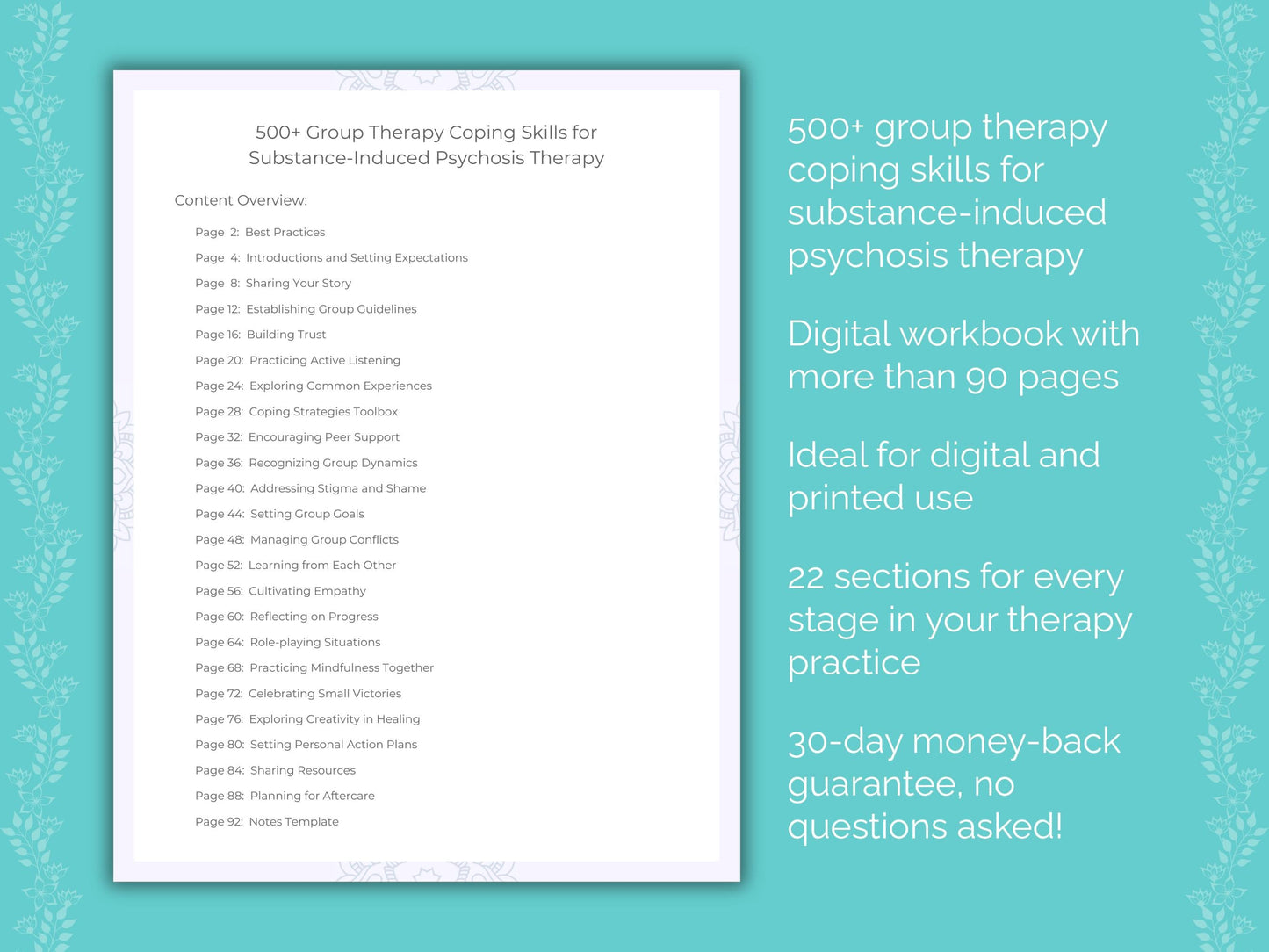 Substance-Induced Psychosis Group Therapy Therapist Worksheets