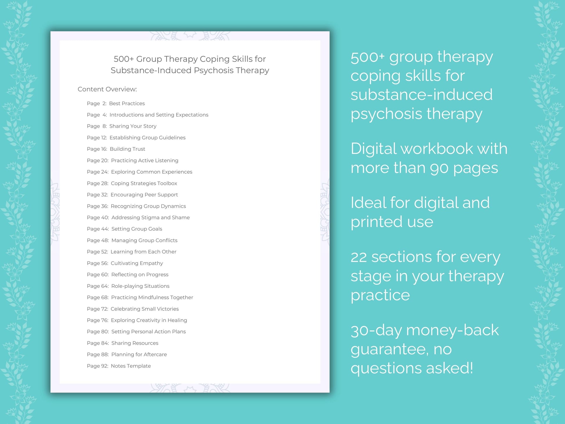 Substance-Induced Psychosis Group Therapy Therapist Worksheets