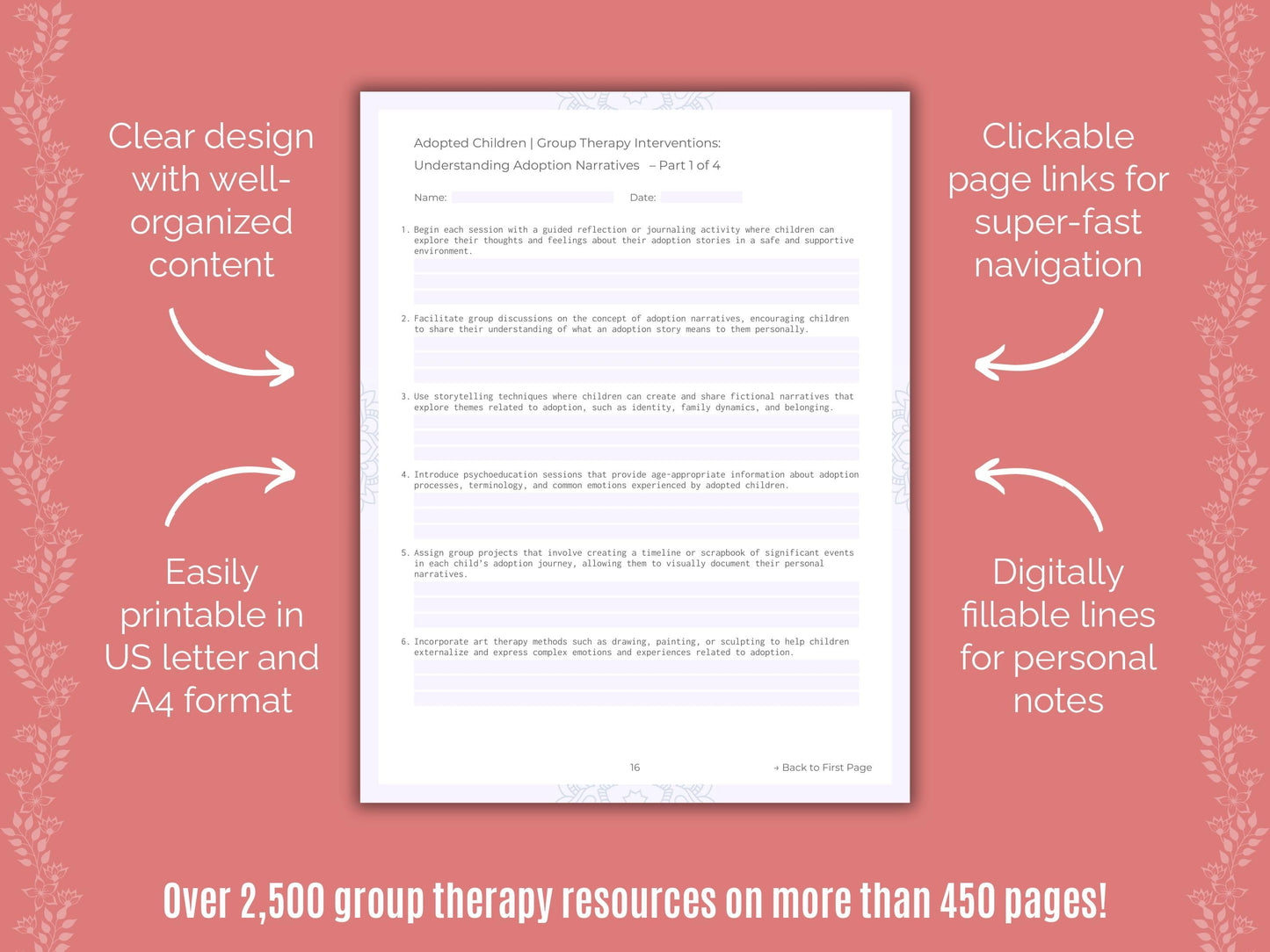 Adopted Children Group Therapy Counseling Templates