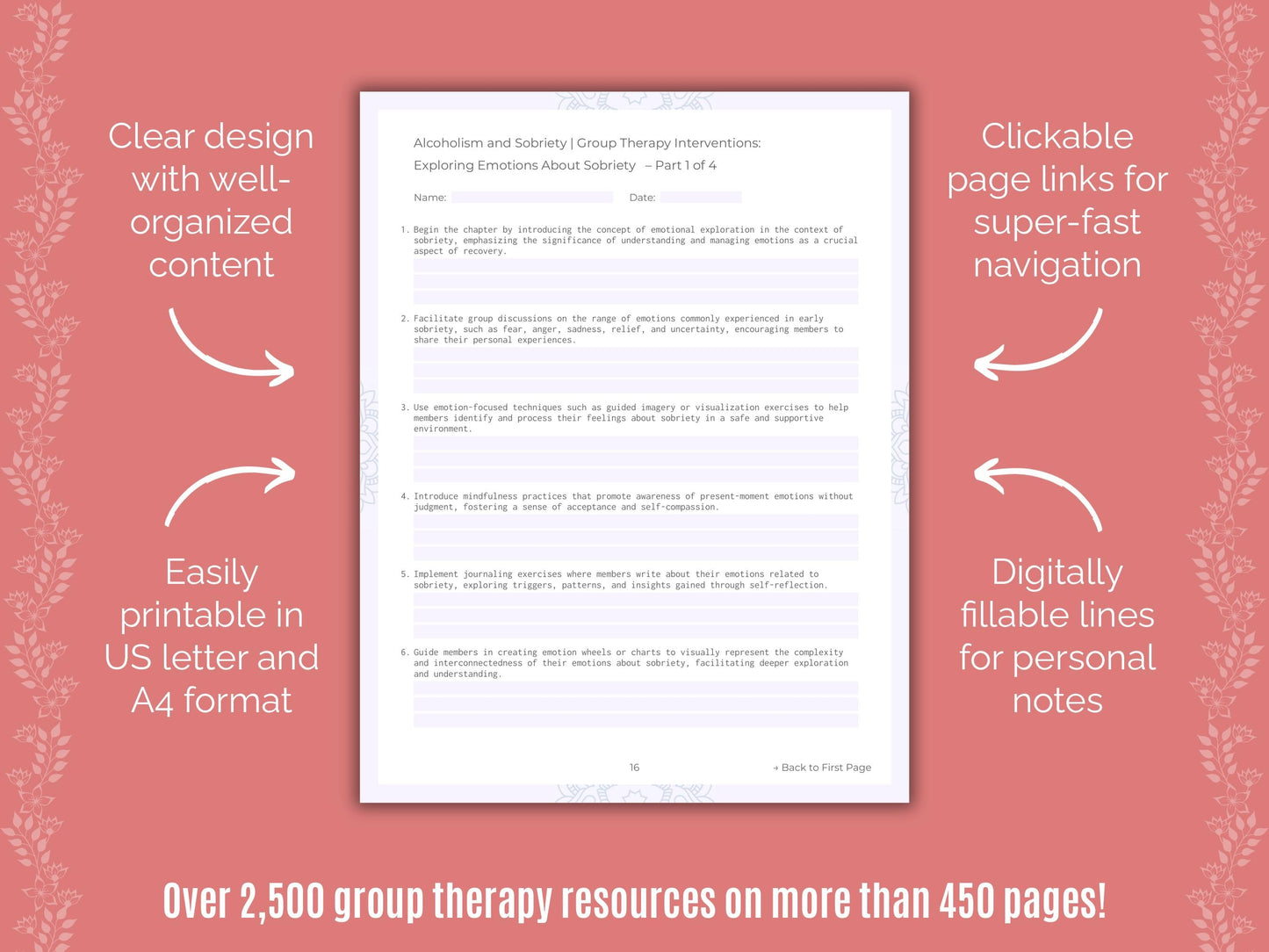 Alcoholism and Sobriety Group Therapy Counseling Templates