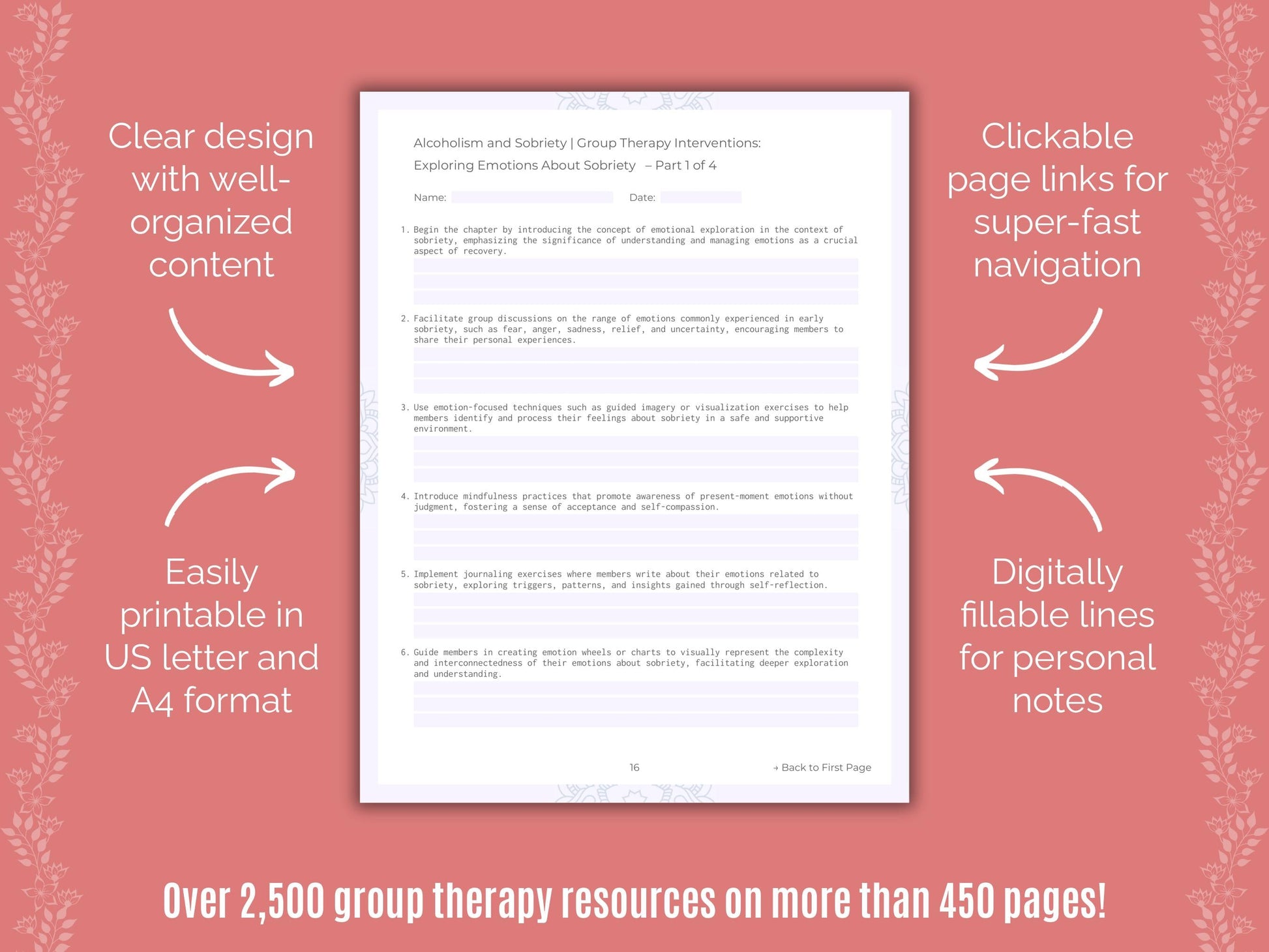 Alcoholism and Sobriety Group Therapy Counseling Templates