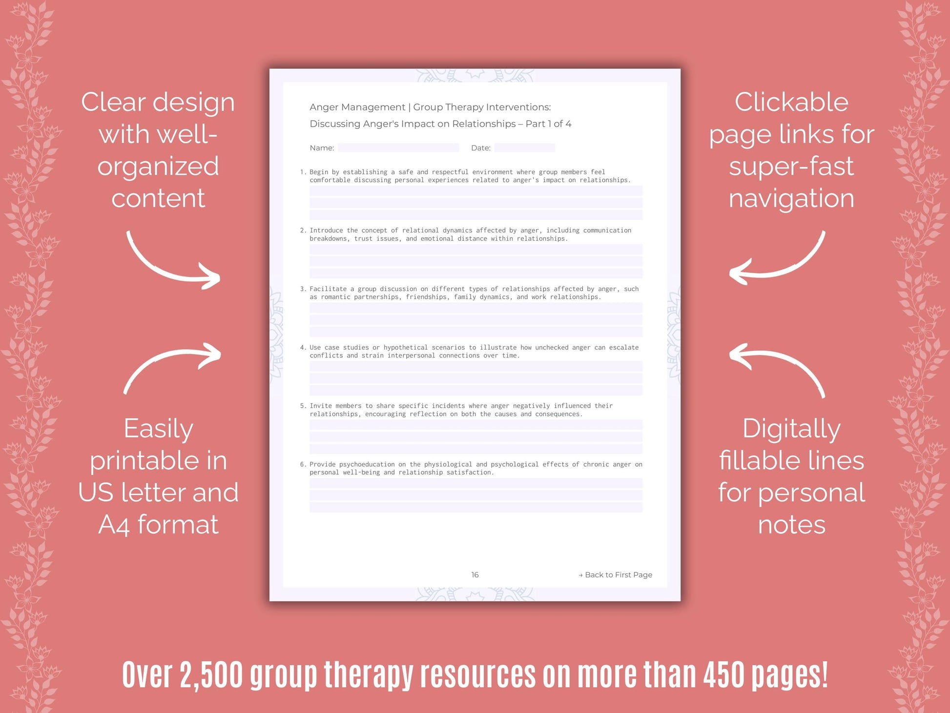 Anger Management Group Therapy Counseling Templates