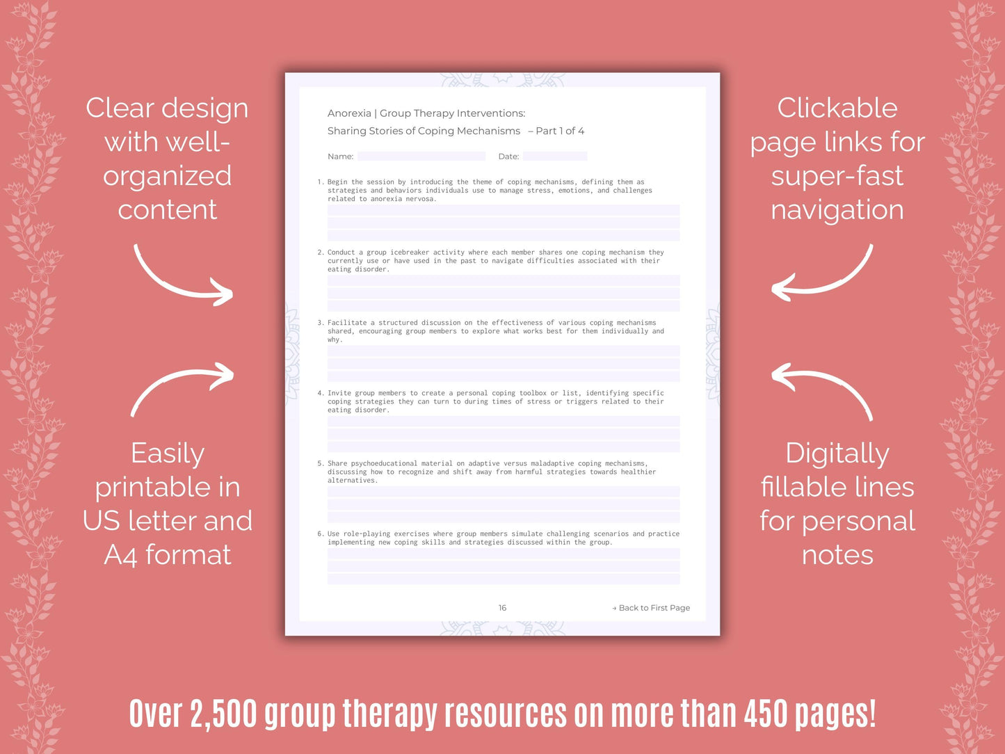 Anorexia Group Therapy Counseling Templates