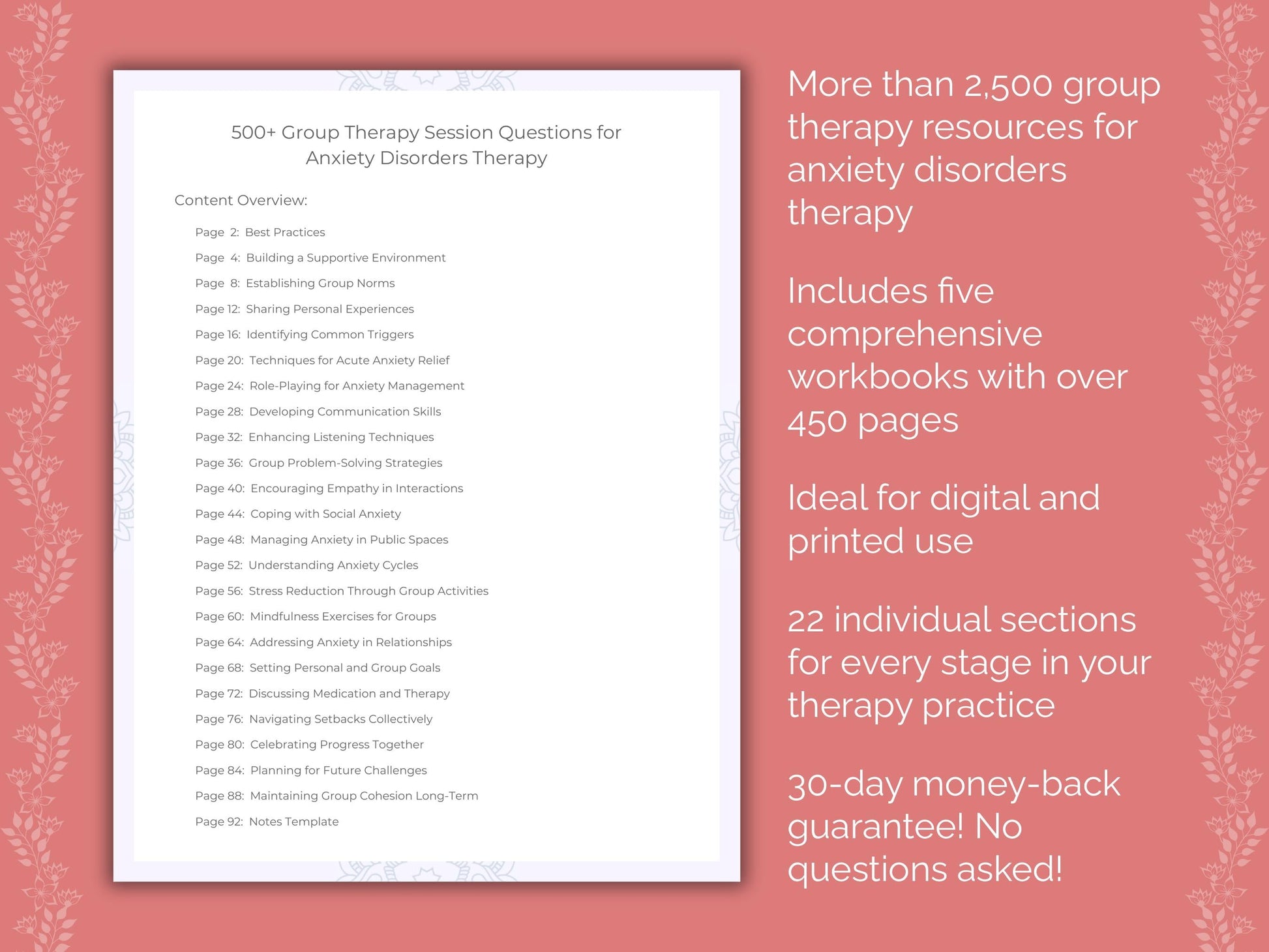 Anxiety Disorders Group Therapy Therapist Worksheets