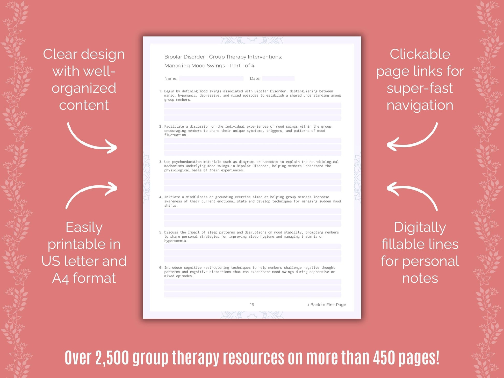 Bipolar Disorder Group Therapy Counseling Templates