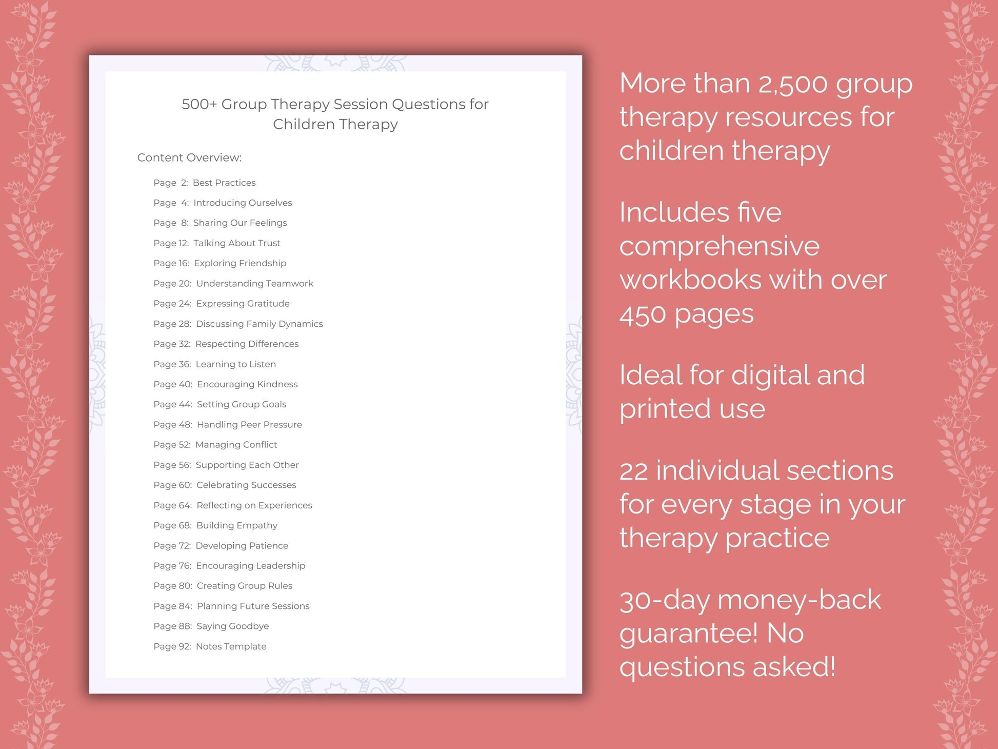 Children Group Therapy Therapist Worksheets